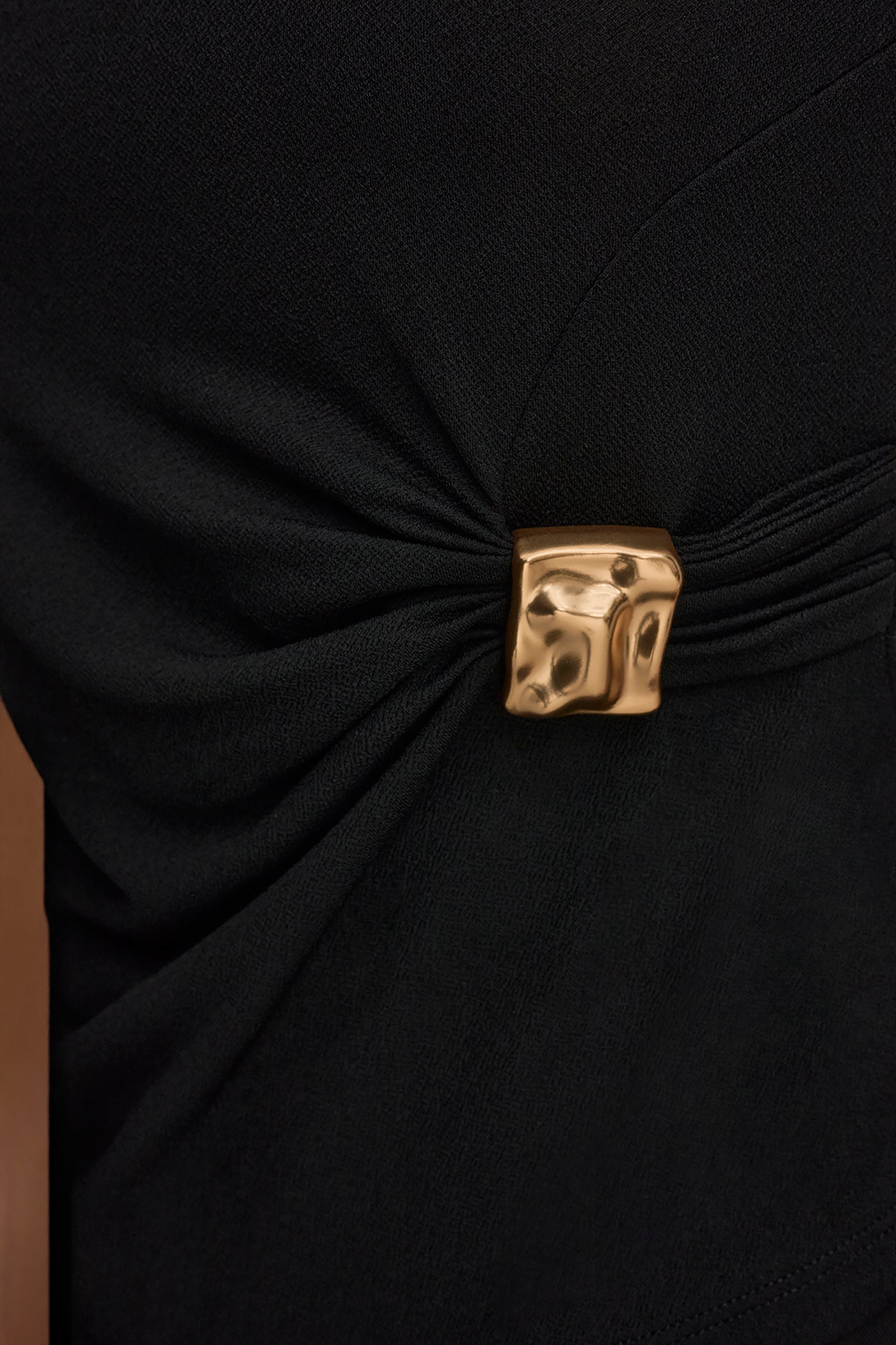 Black ASYMMETRIC RUCHED TOP Donna Karan