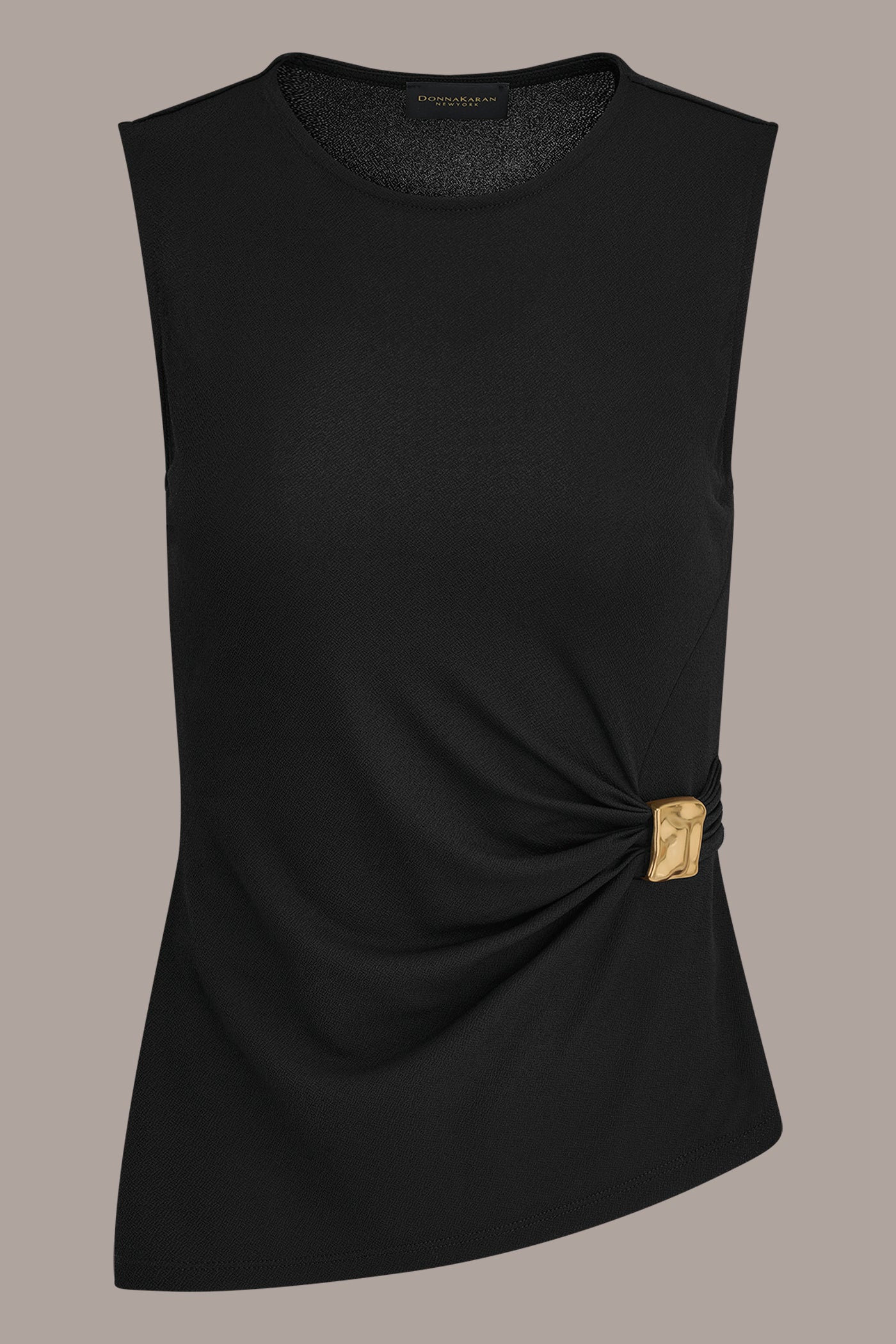 Black ASYMMETRIC RUCHED TOP Donna Karan