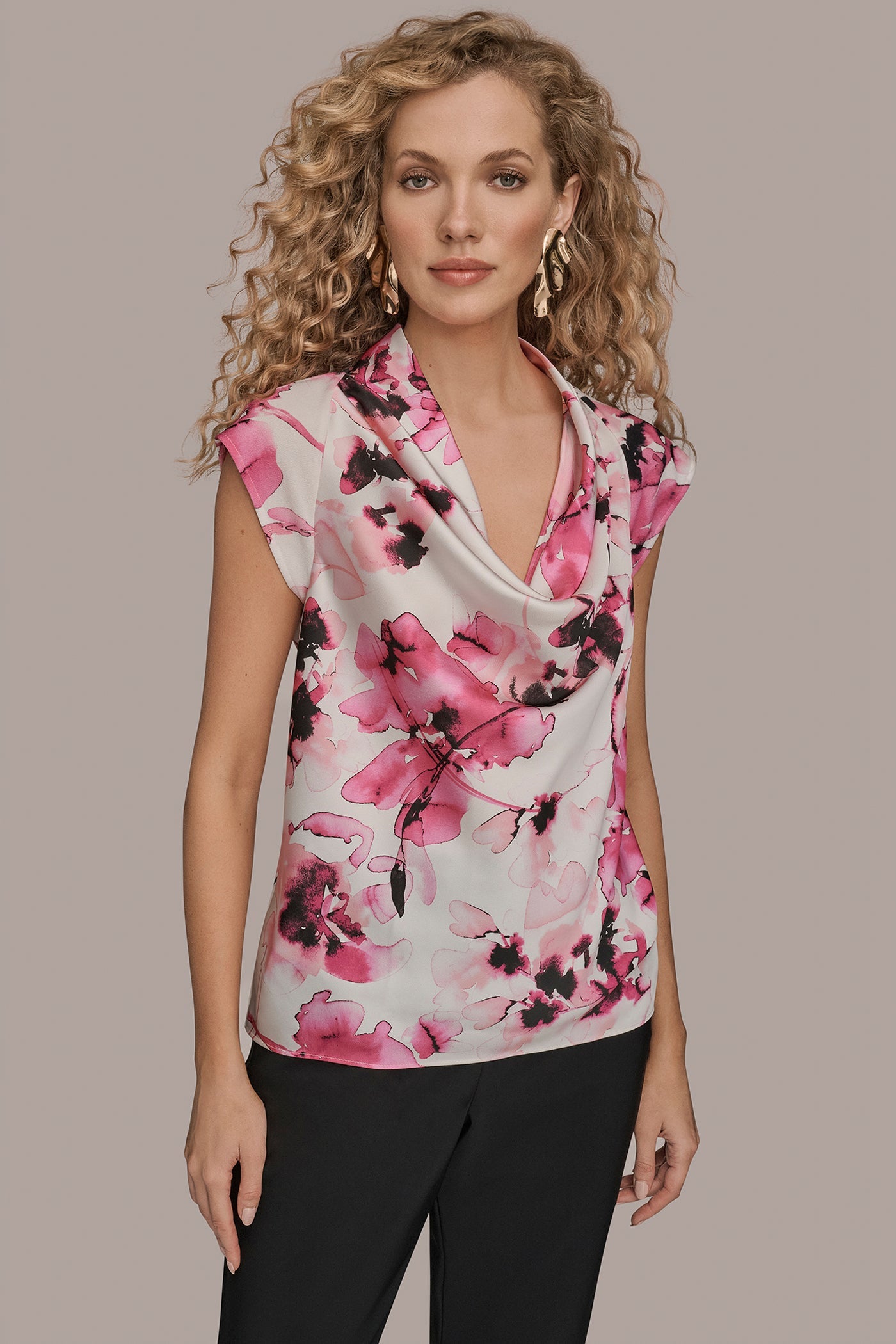 BIMINI MULTI SLEEVELESS COWL NECK TOP Donna Karan