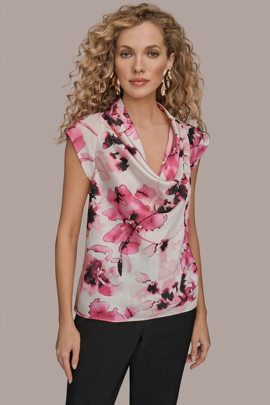 BIMINI MULTI SLEEVELESS COWL NECK TOP Donna Karan