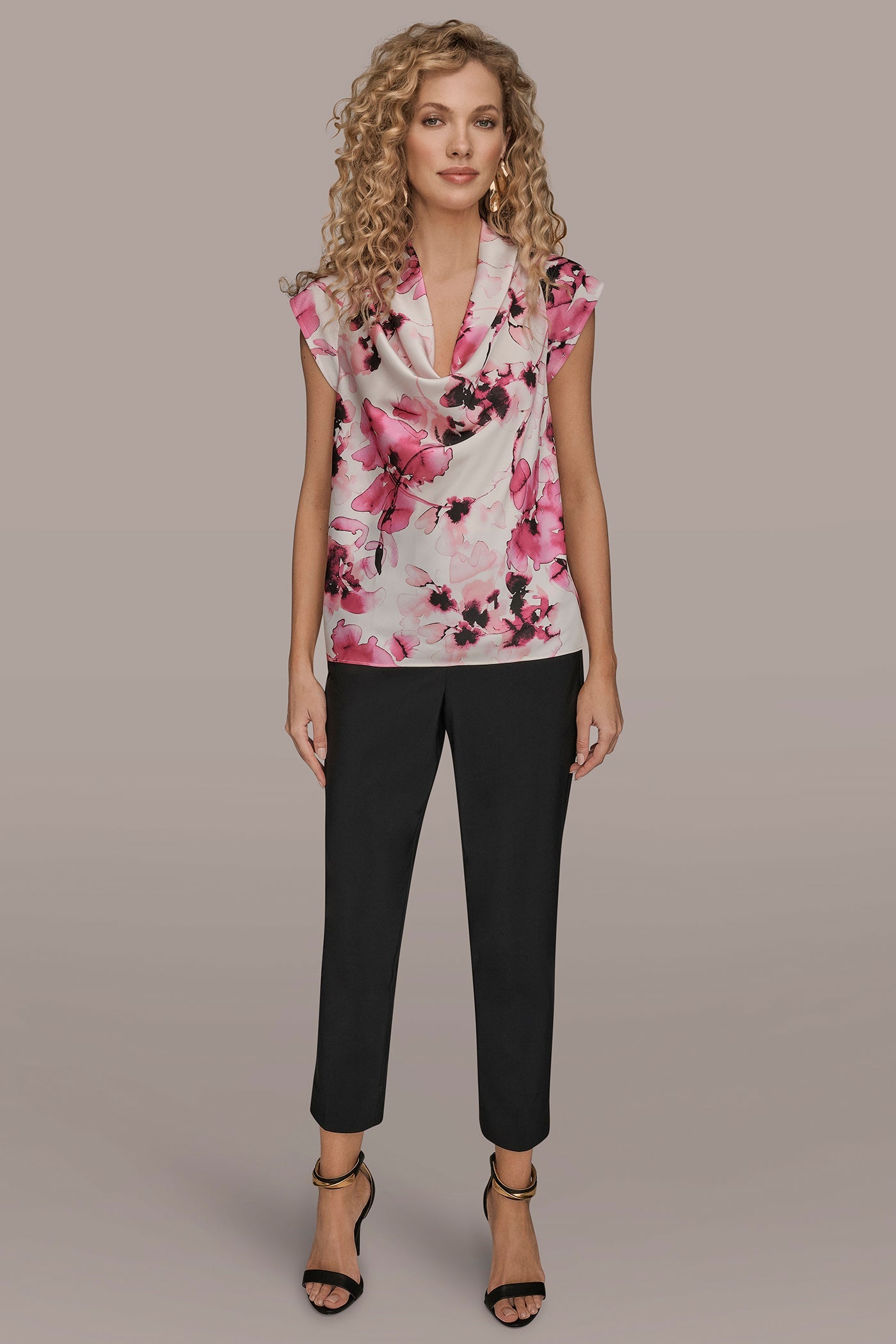 BIMINI MULTI SLEEVELESS COWL NECK TOP Donna Karan