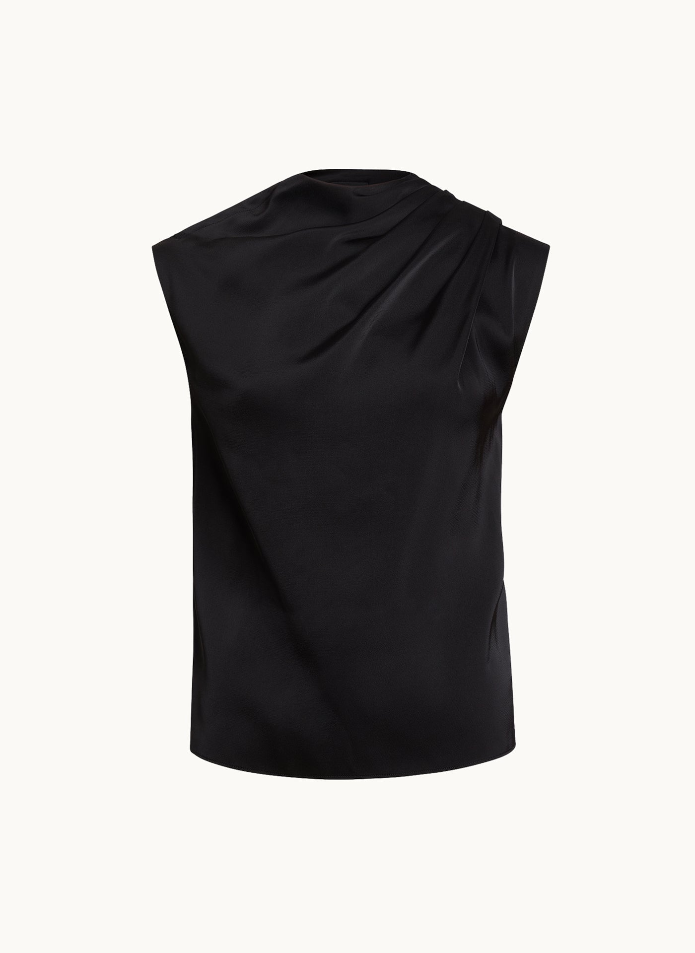 Black SLEEVELESS DRAPED MOCKNECK TOP Donna Karan