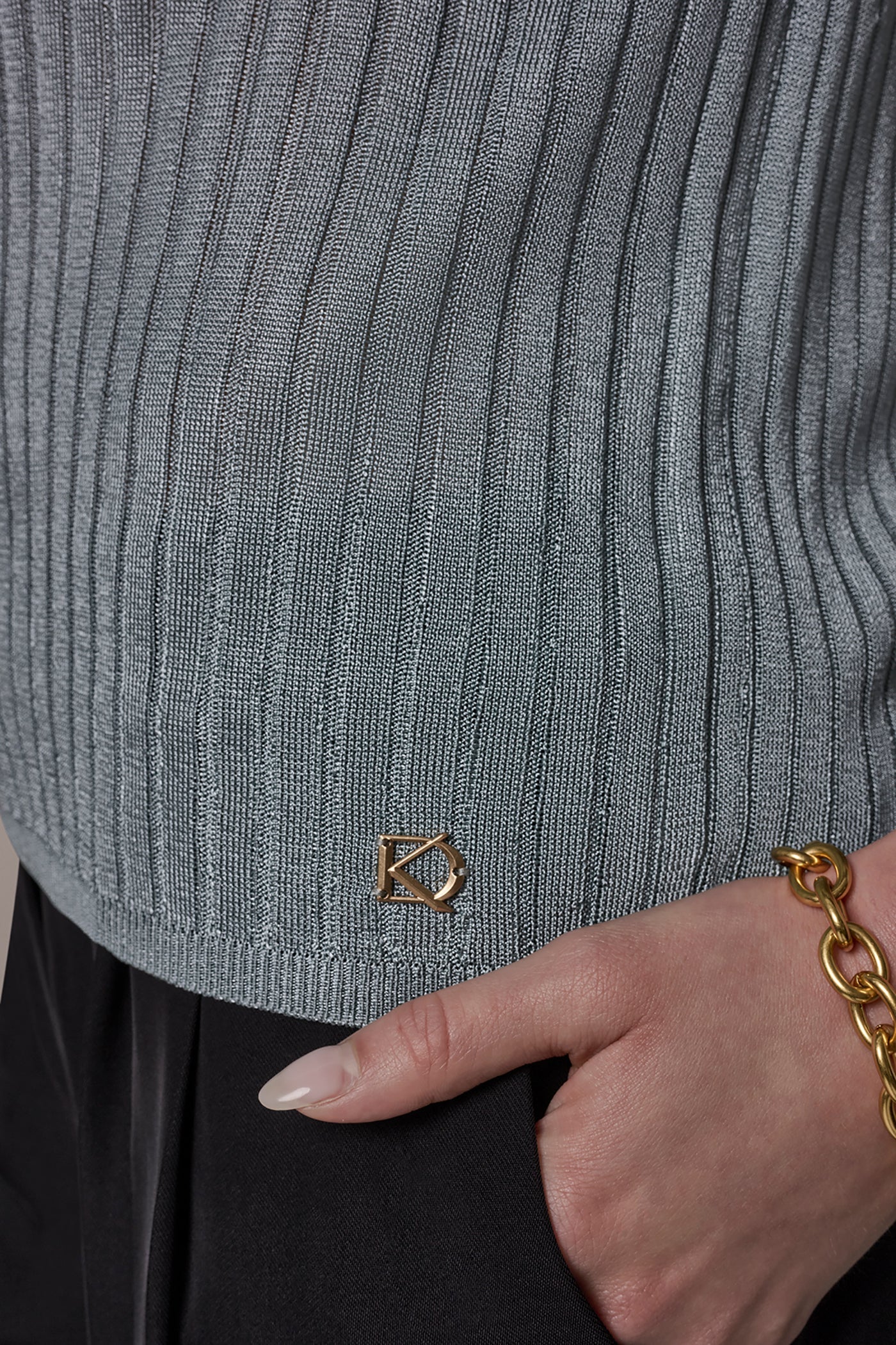 Waterlily RIB-KNIT POLO SWEATER Donna Karan