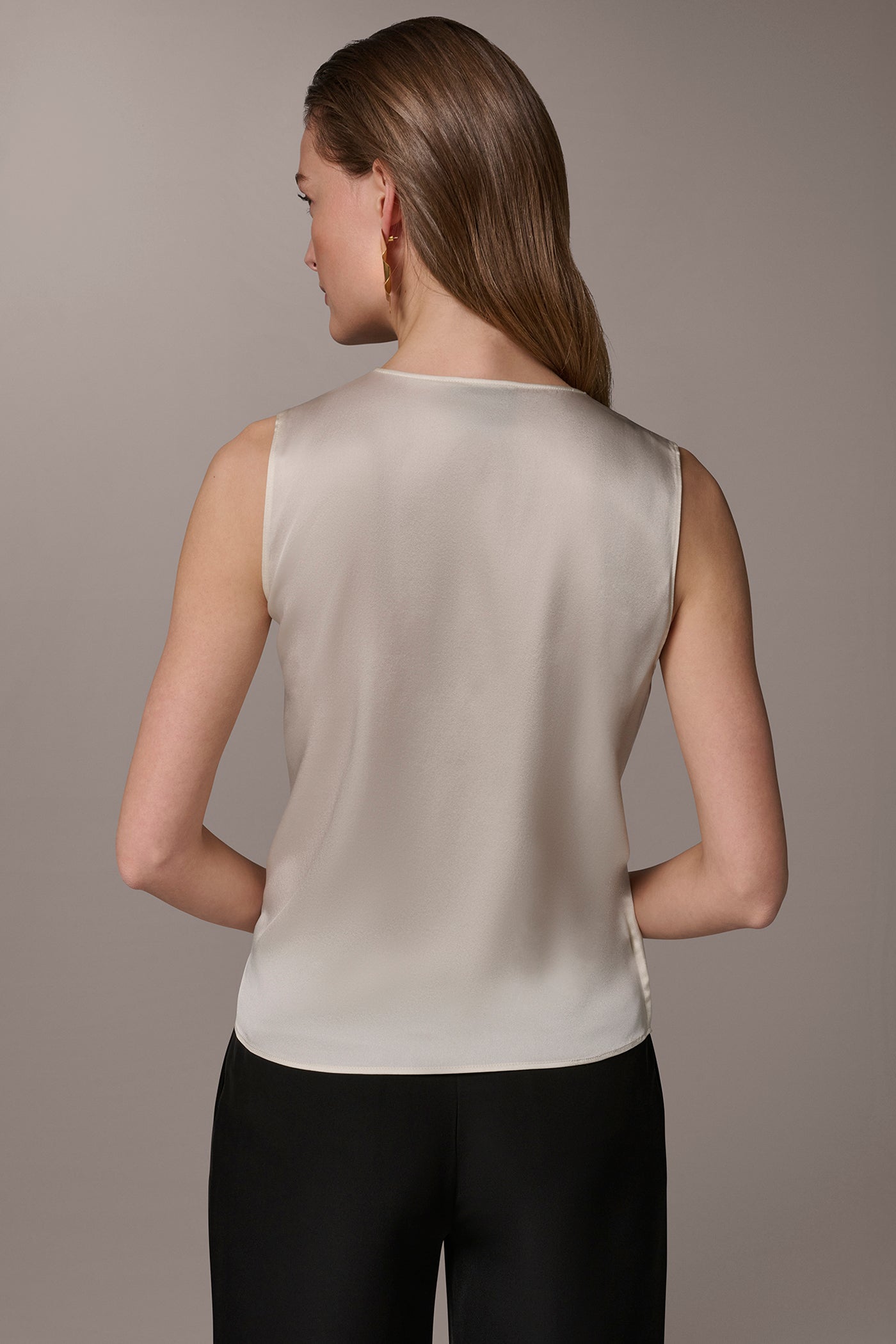 Cream STRETCH-SILK WRAP-EFFECT BLOUSE Donna Karan