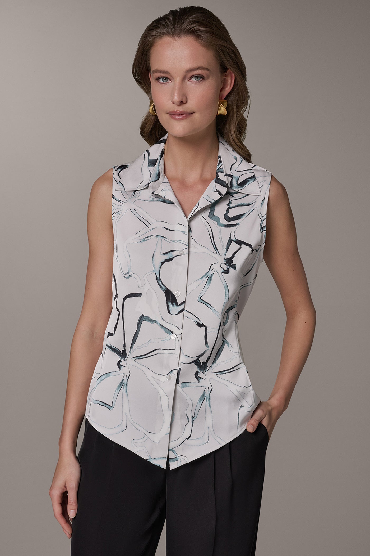 Aquamint Multi PRINTED BLOUSE Donna Karan