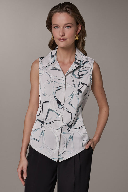 Aquamint Multi PRINTED BLOUSE Donna Karan