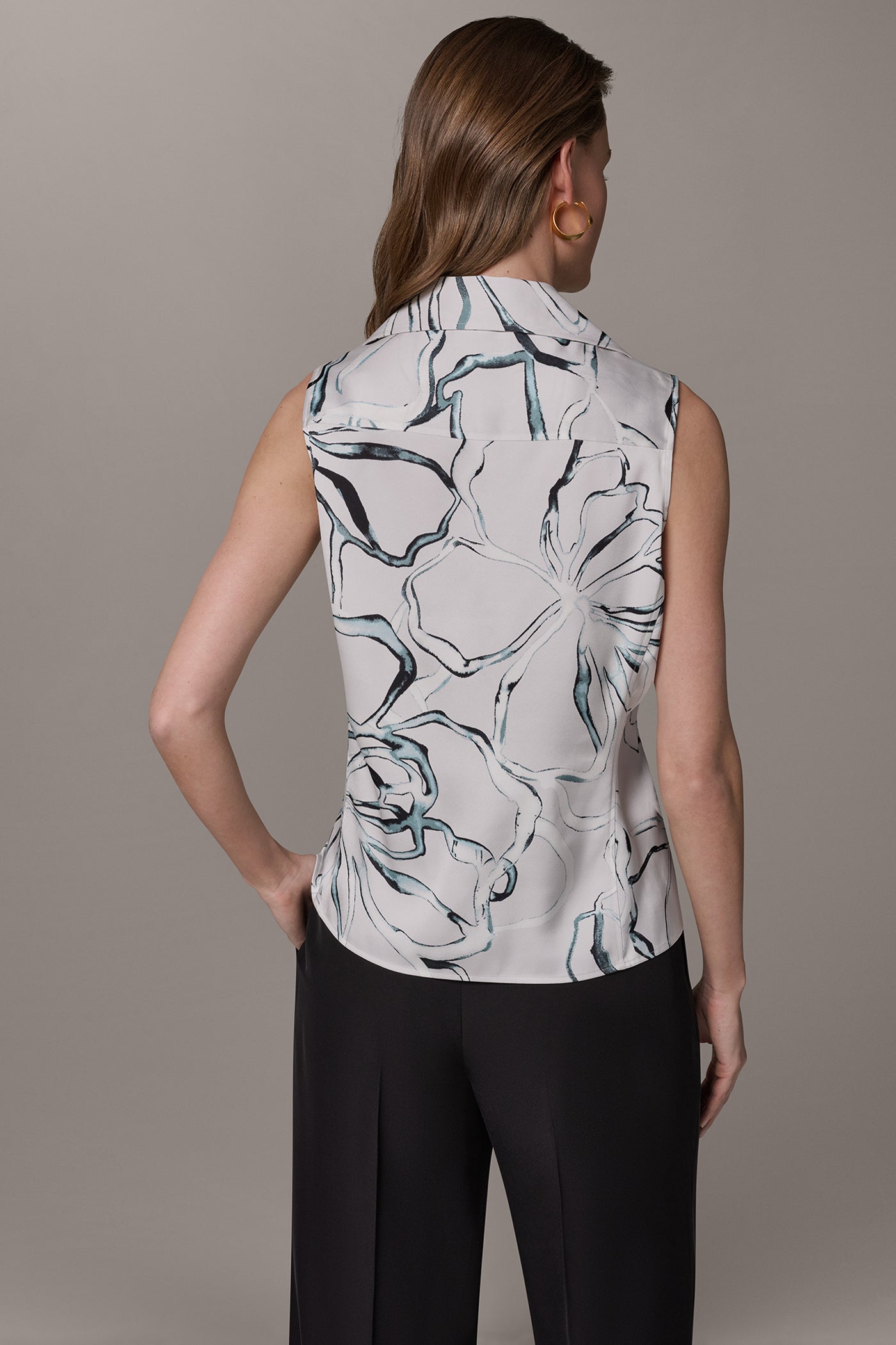 Aquamint Multi PRINTED BLOUSE Donna Karan