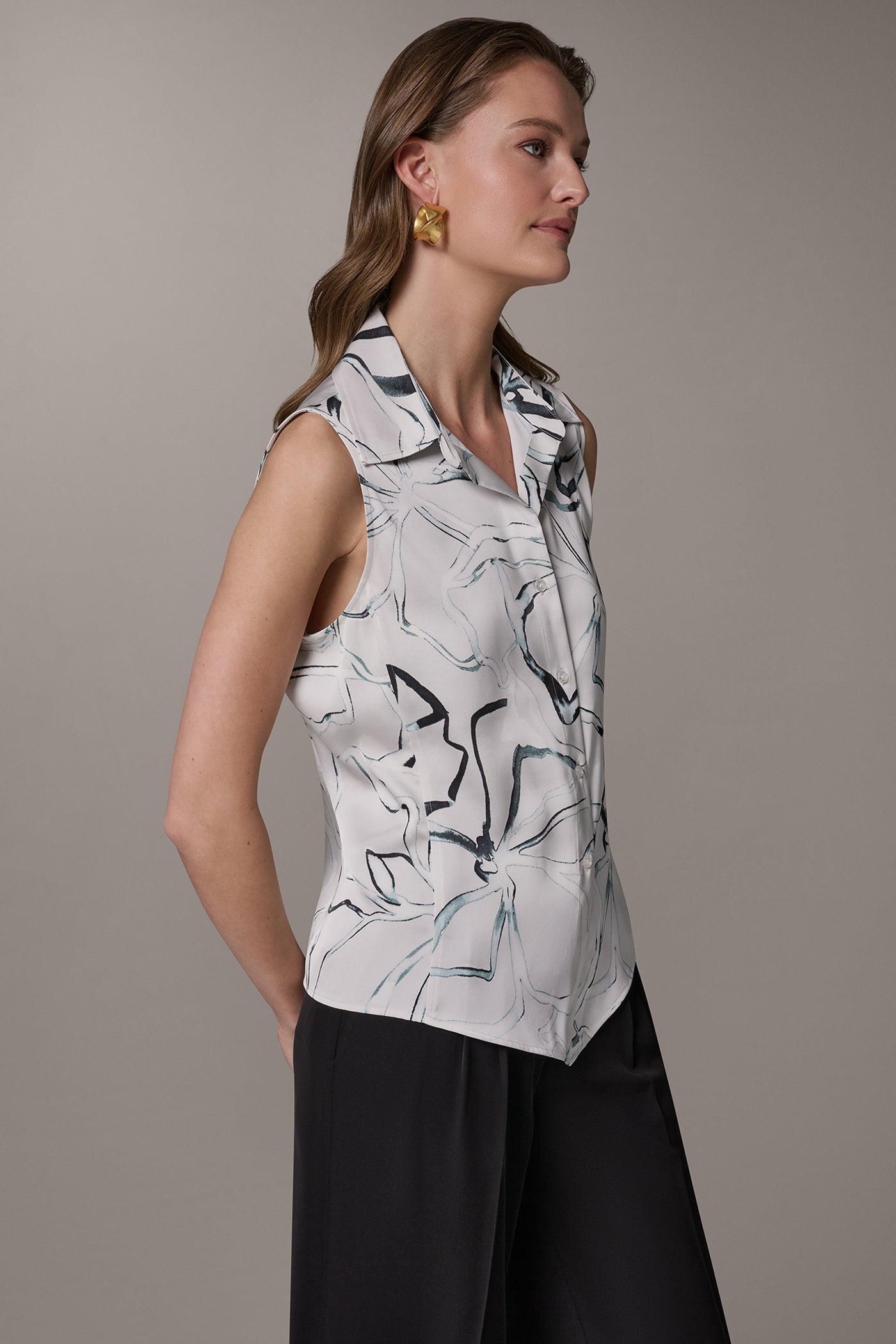 Aquamint Multi PRINTED BLOUSE Donna Karan