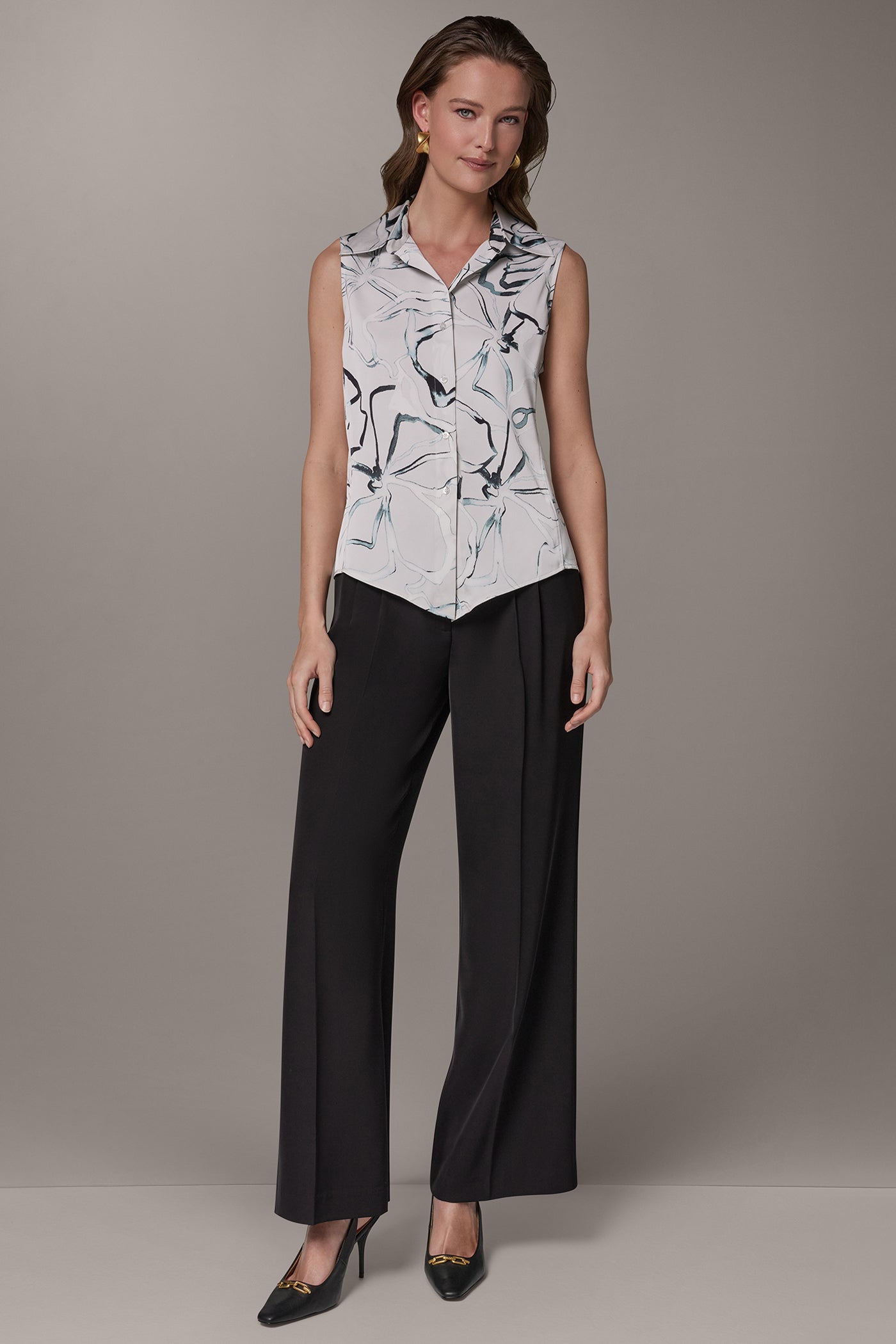 Aquamint Multi PRINTED BLOUSE Donna Karan