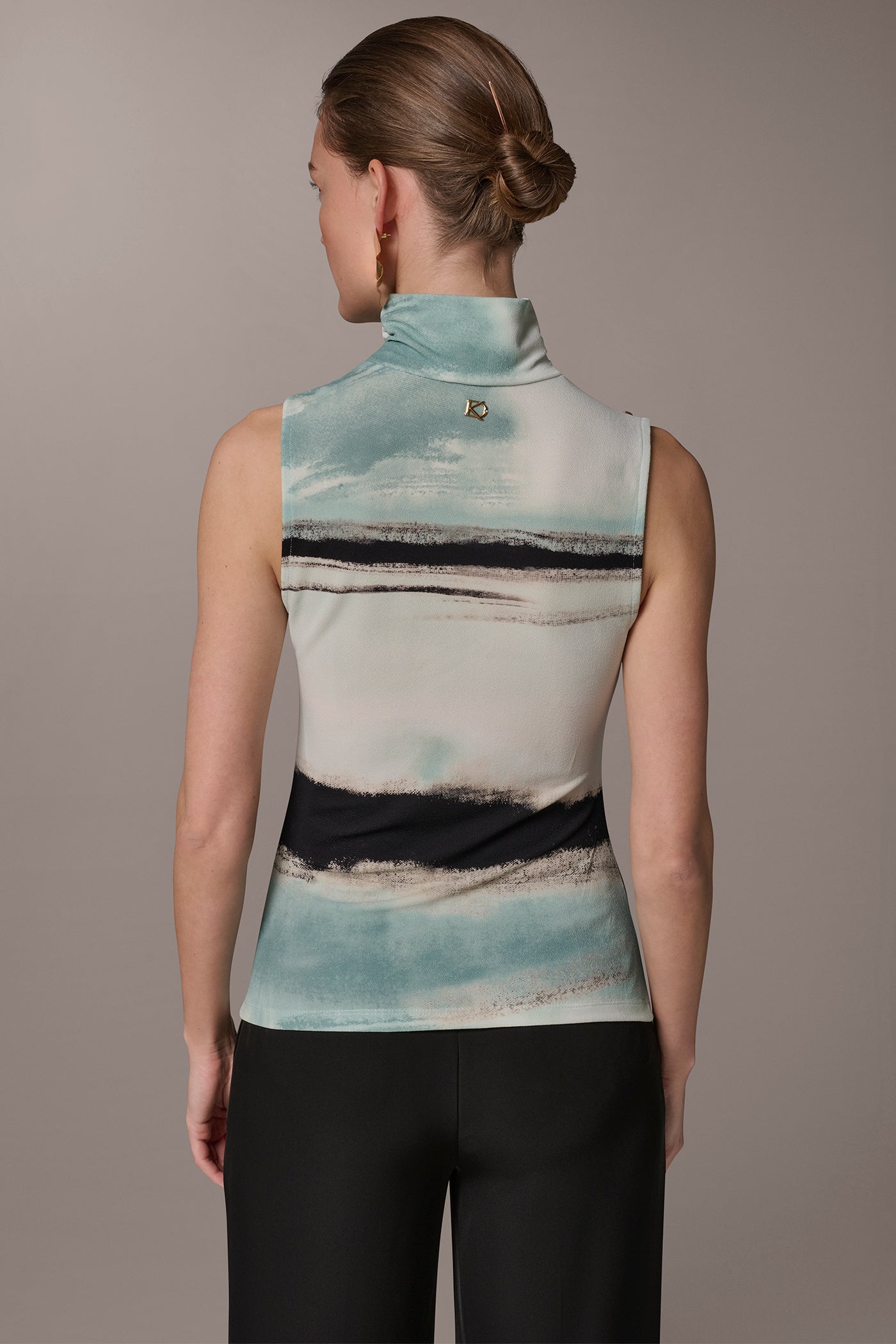 Waterlily Multi PRINTED BUTTON SHOULDER BLOUSE Donna Karan