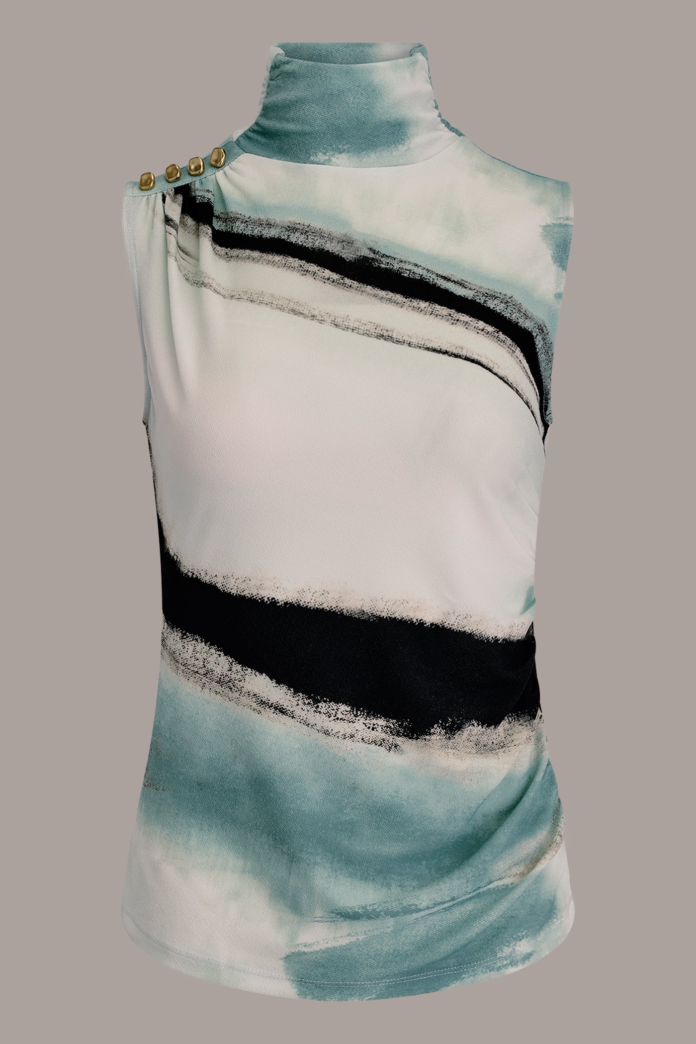 Waterlily Multi PRINTED BUTTON SHOULDER BLOUSE Donna Karan