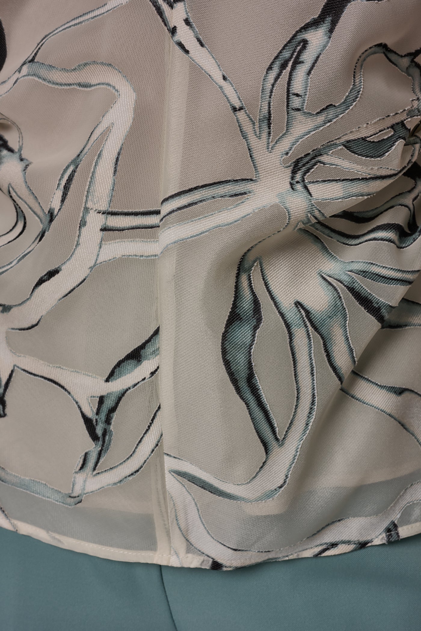 Aquamint Multi FLORAL BURNOUT TOP Donna Karan