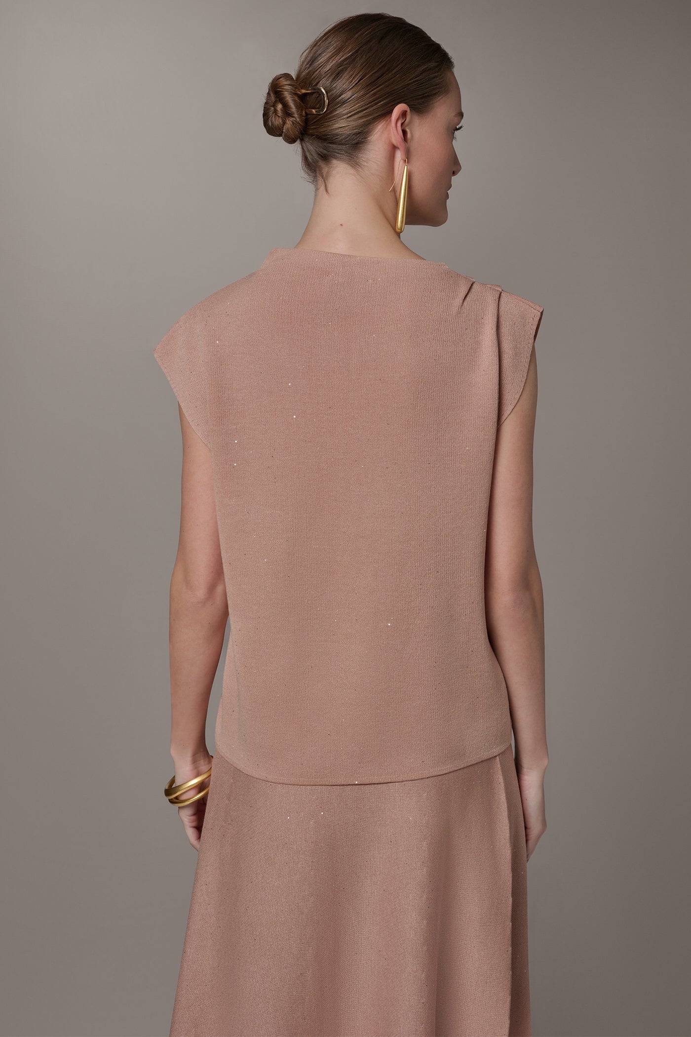 Umbria SEQUIN ASYMMETRIC FUNNEL NECK SWEATER Donna Karan