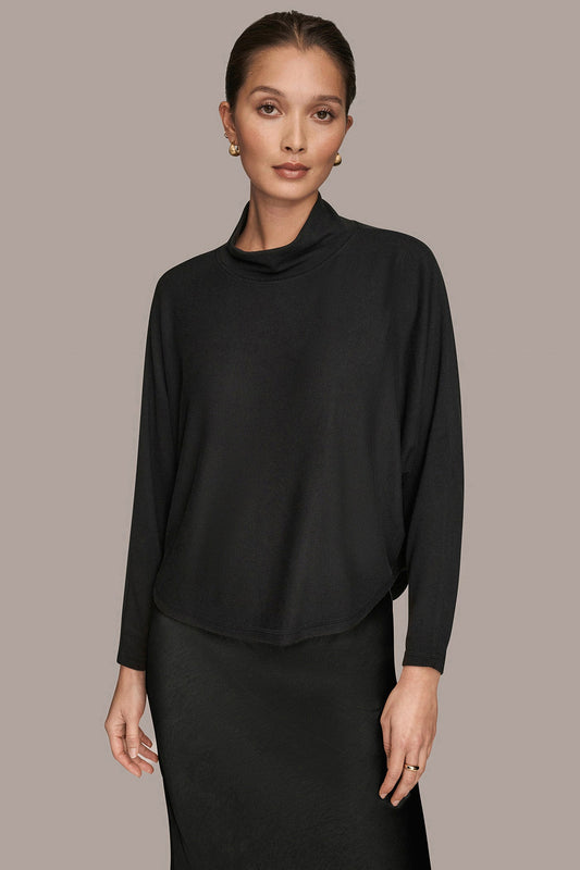 Black MOCK-NECK TOP Donna Karan