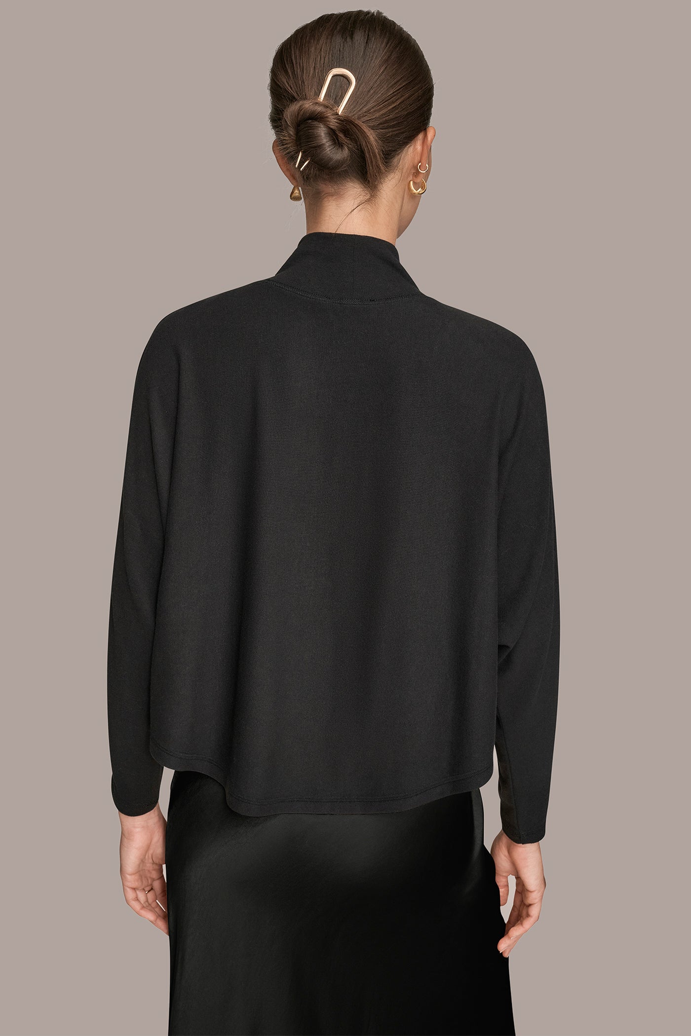 Black MOCK-NECK TOP Donna Karan