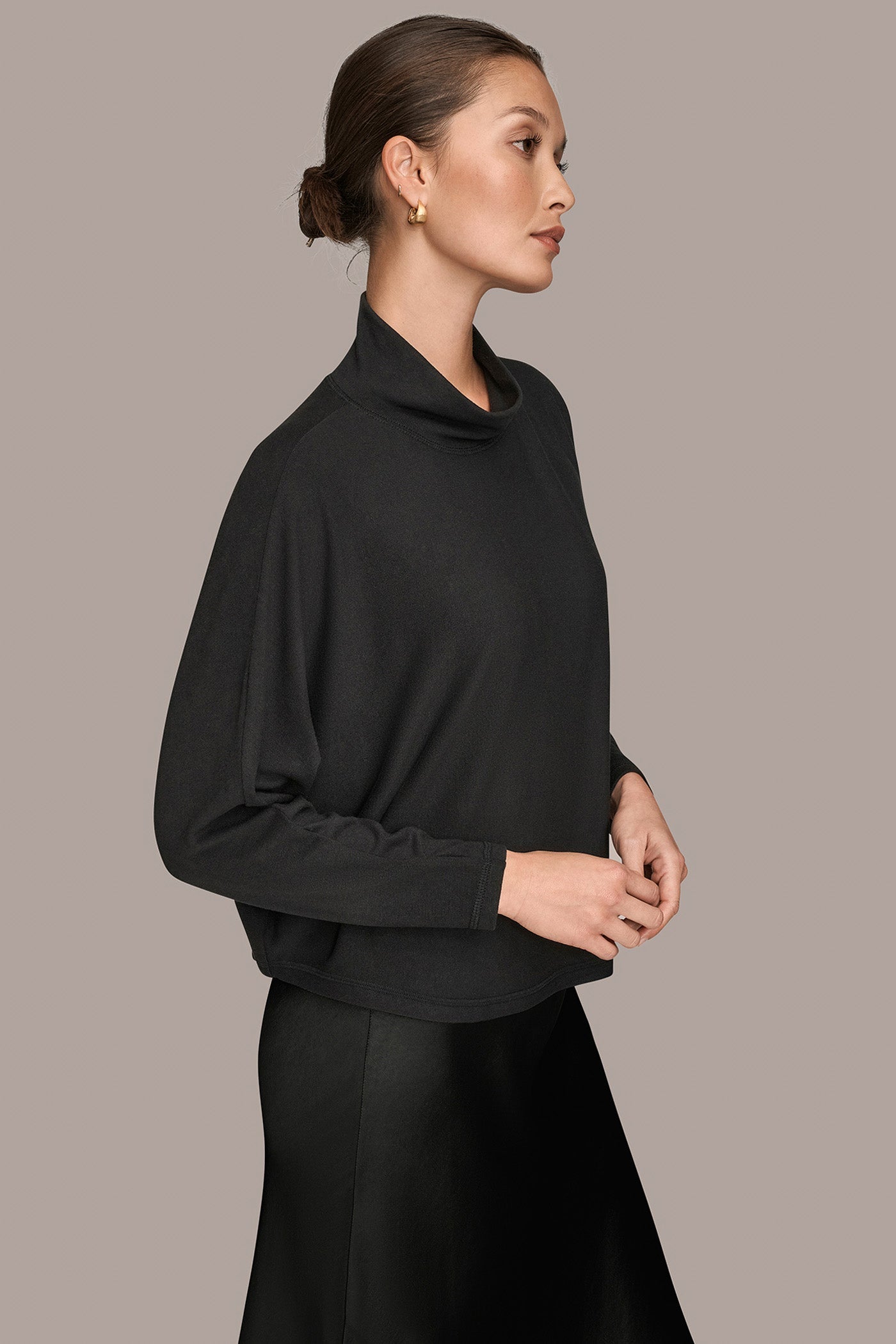 Black MOCK-NECK TOP Donna Karan