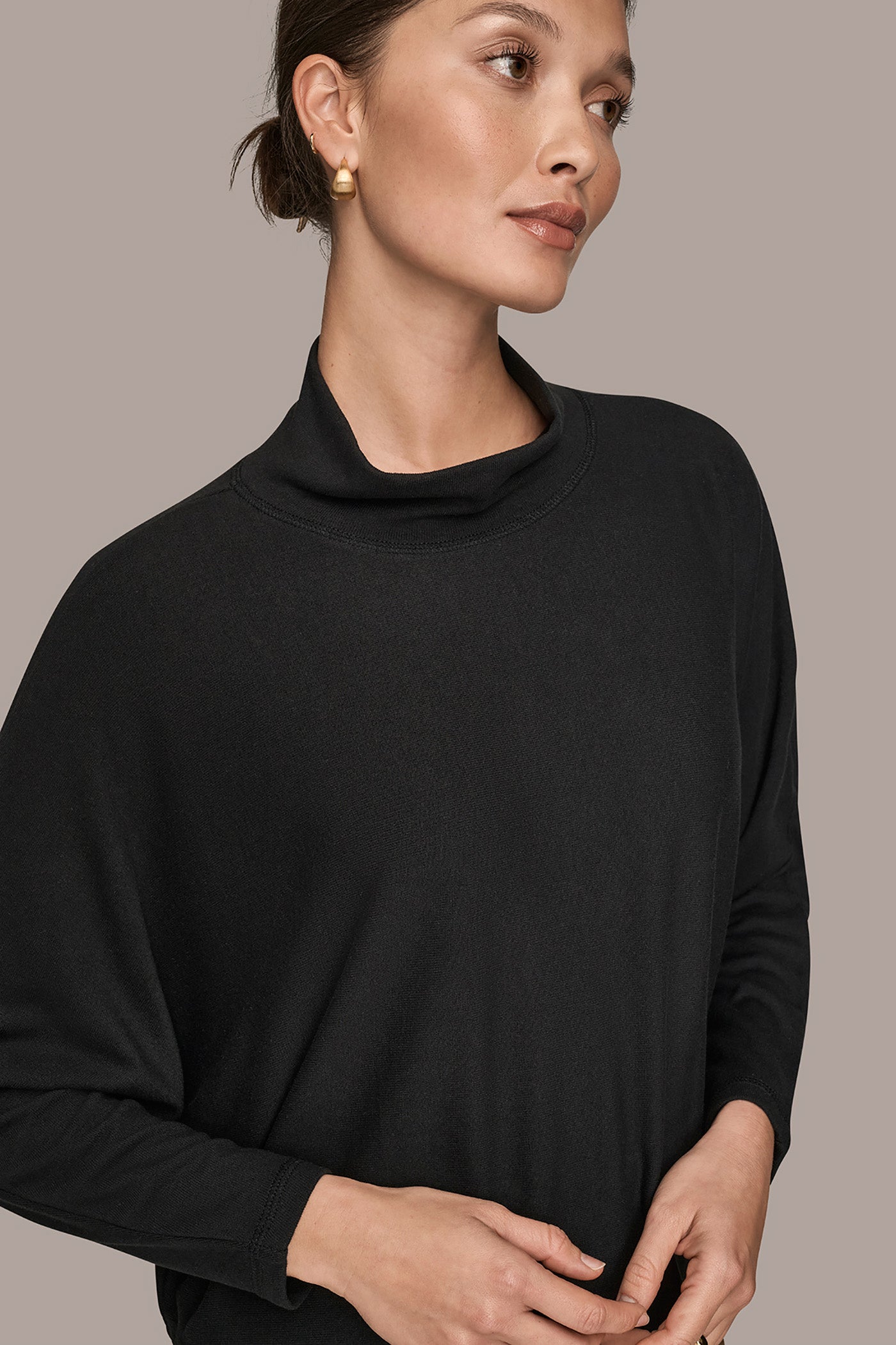 Black MOCK-NECK TOP Donna Karan