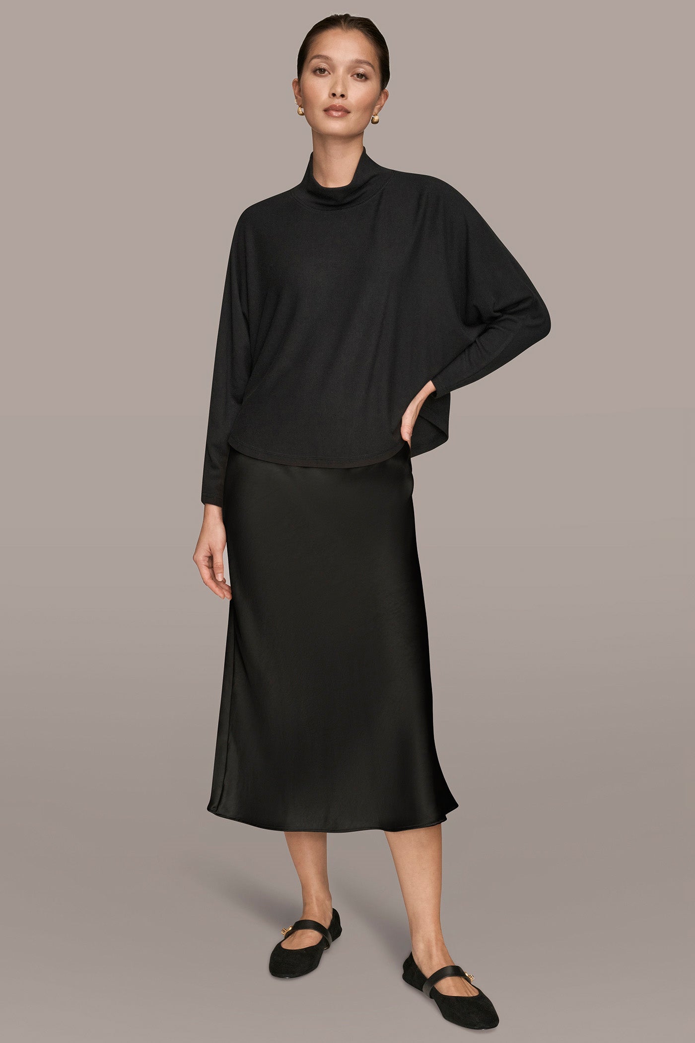 Black MOCK-NECK TOP Donna Karan