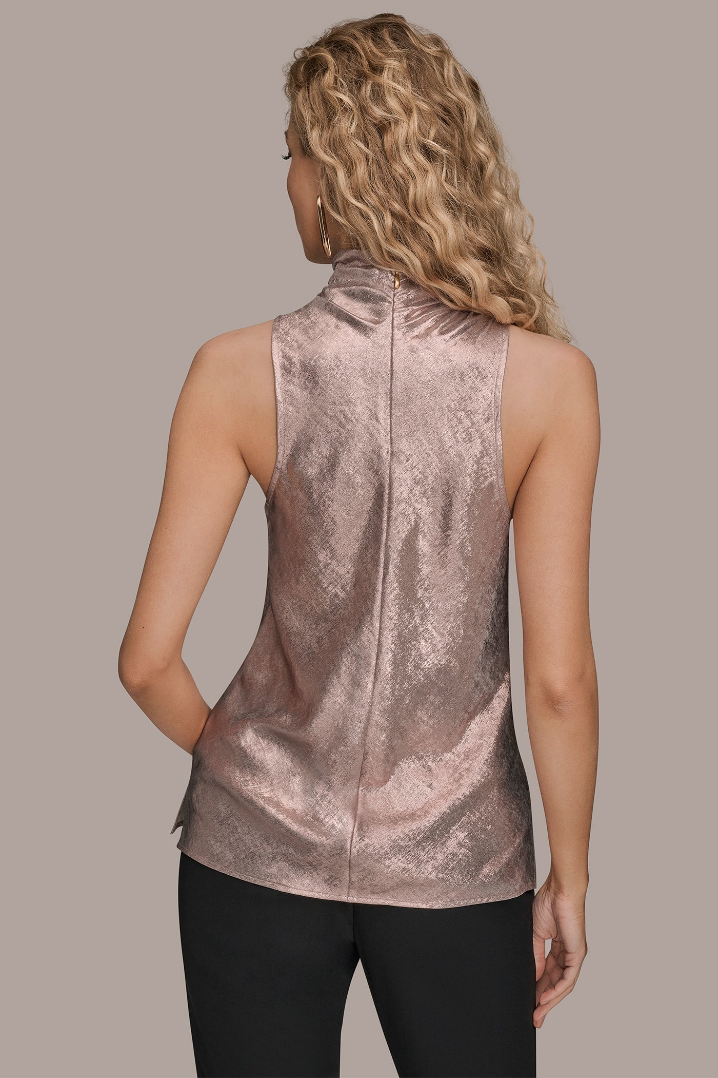 PINK SAND VAPOR HIGH COWL-NECK BLOUSE Donna Karan