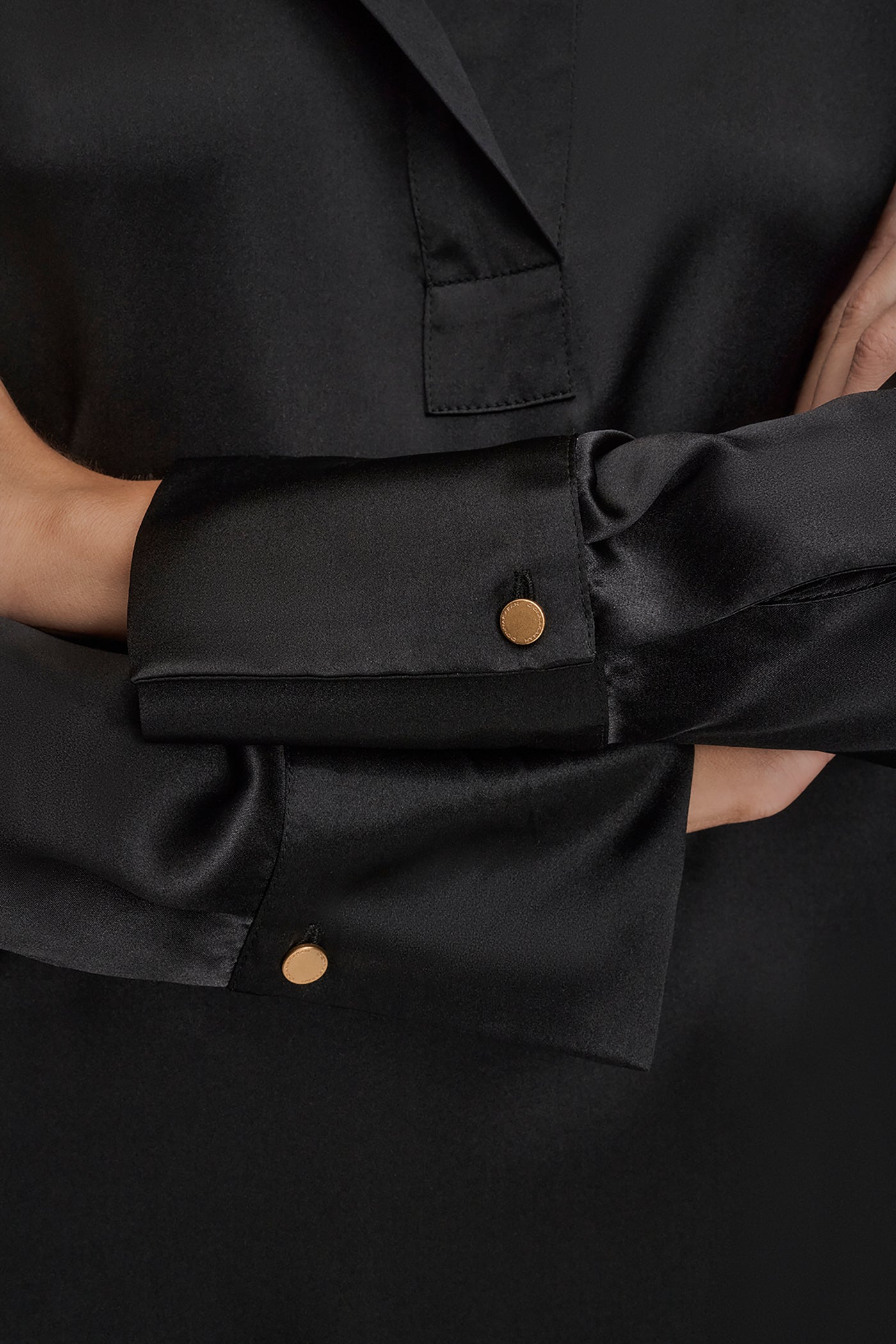 Black STRETCH SILK-SATIN SHIRT Donna Karan