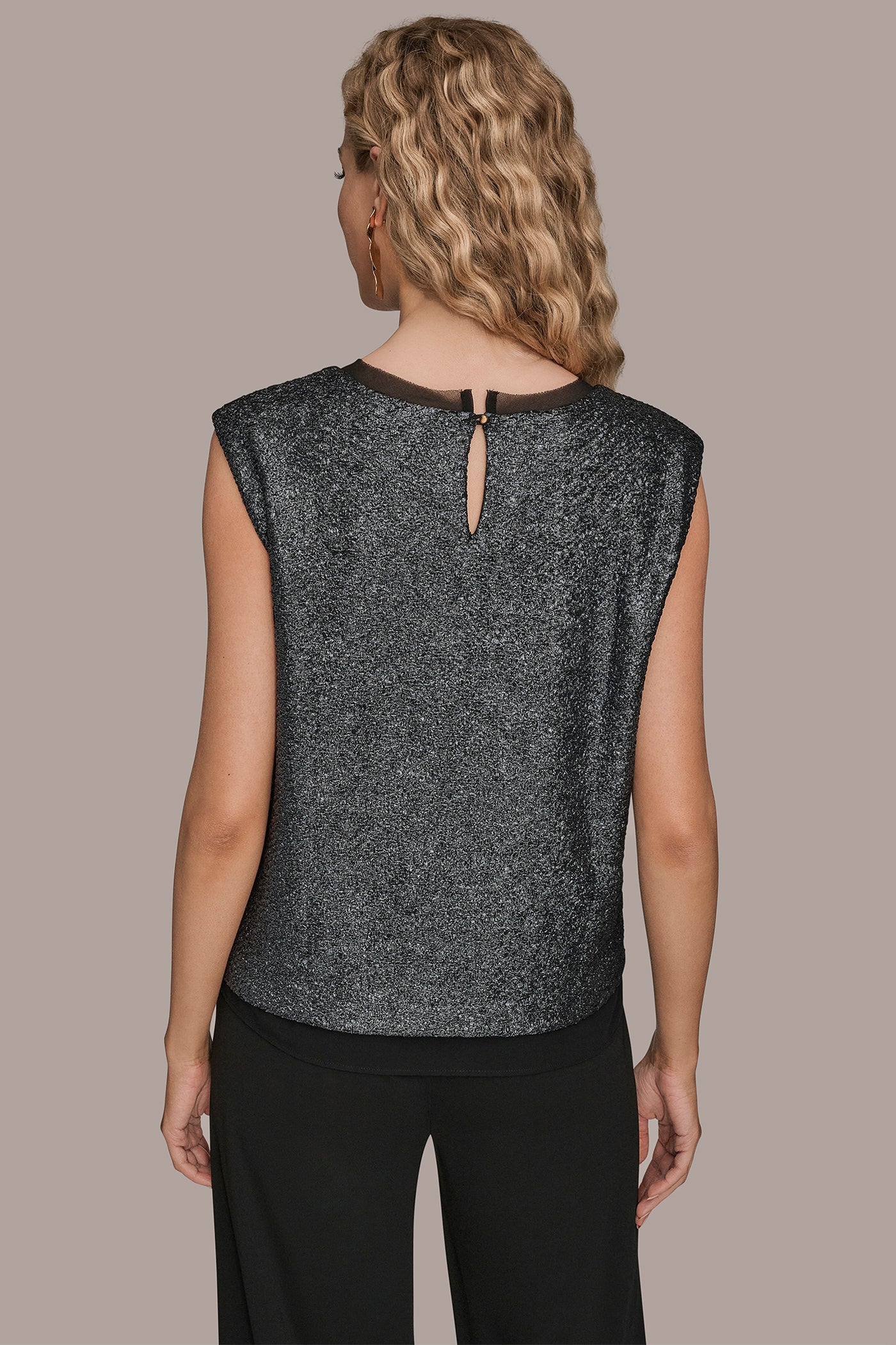 Black CHIFFON-TRIMMED BLOUSE Donna Karan