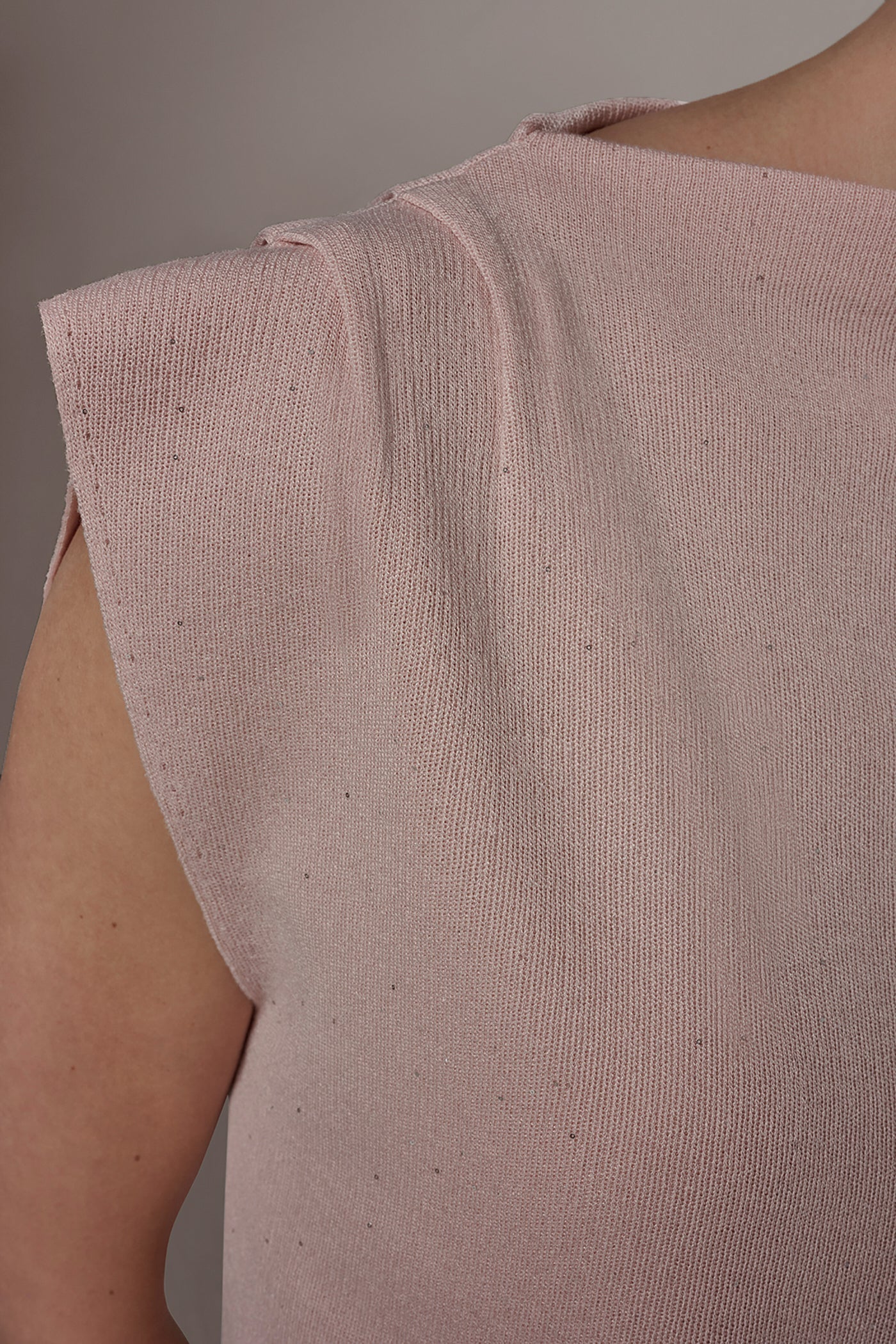 Snow Petal SEQUIN ASYMMETRIC FUNNEL NECK SWEATER Donna Karan