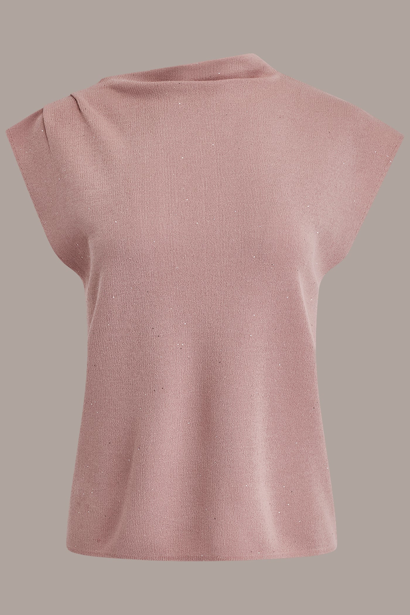 Snow Petal SEQUIN ASYMMETRIC FUNNEL NECK SWEATER Donna Karan