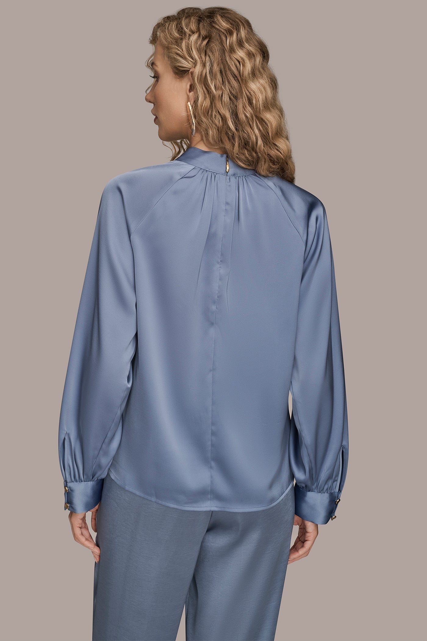 TEMPEST BUTTON-NECK BLOUSE Donna Karan