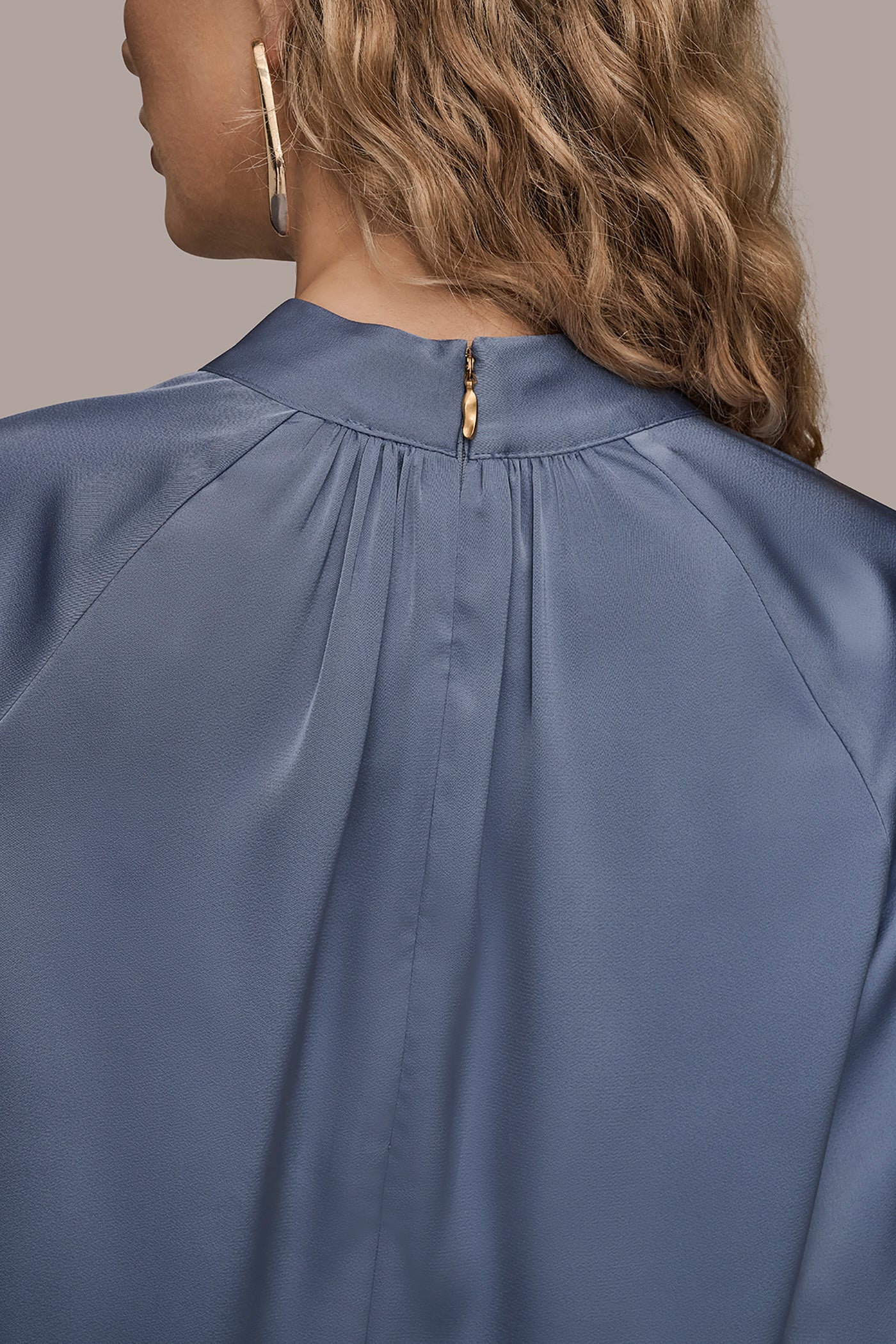 TEMPEST BUTTON-NECK BLOUSE Donna Karan