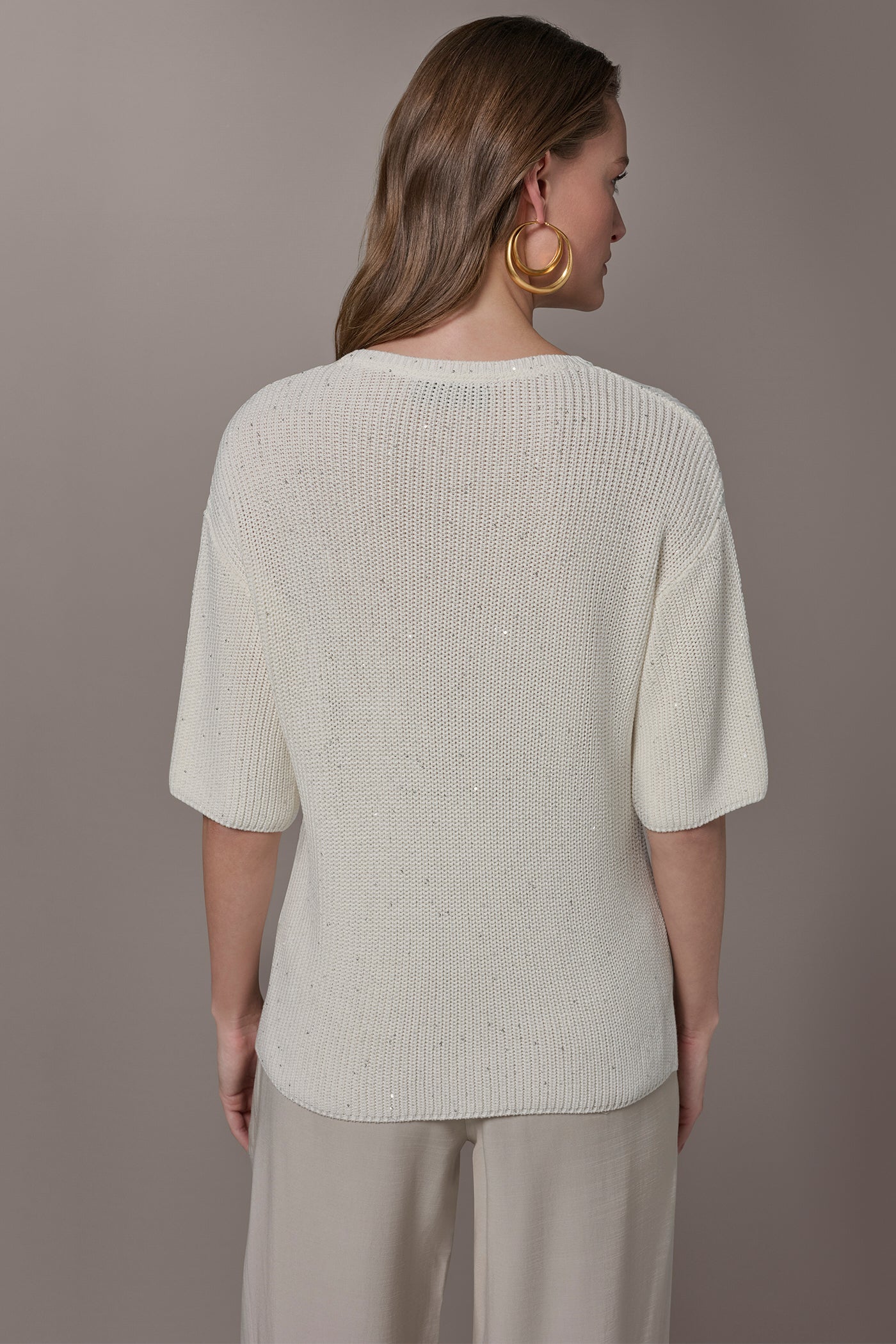 Cream SEQUIN SWEATER Donna Karan