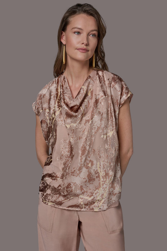 Snow Petal METALLIC BURNOUT BLOUSE Donna Karan