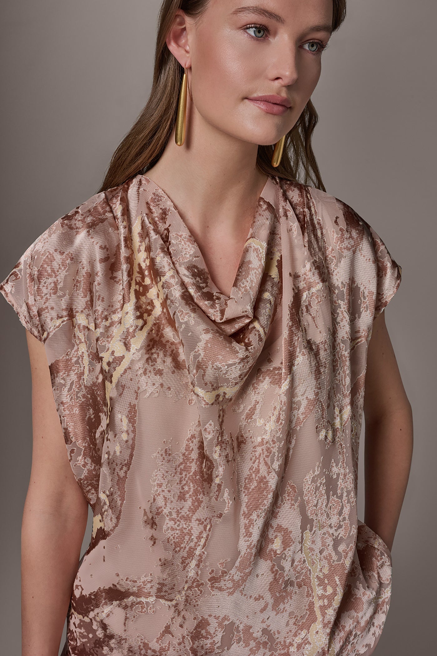 Snow Petal METALLIC BURNOUT BLOUSE Donna Karan