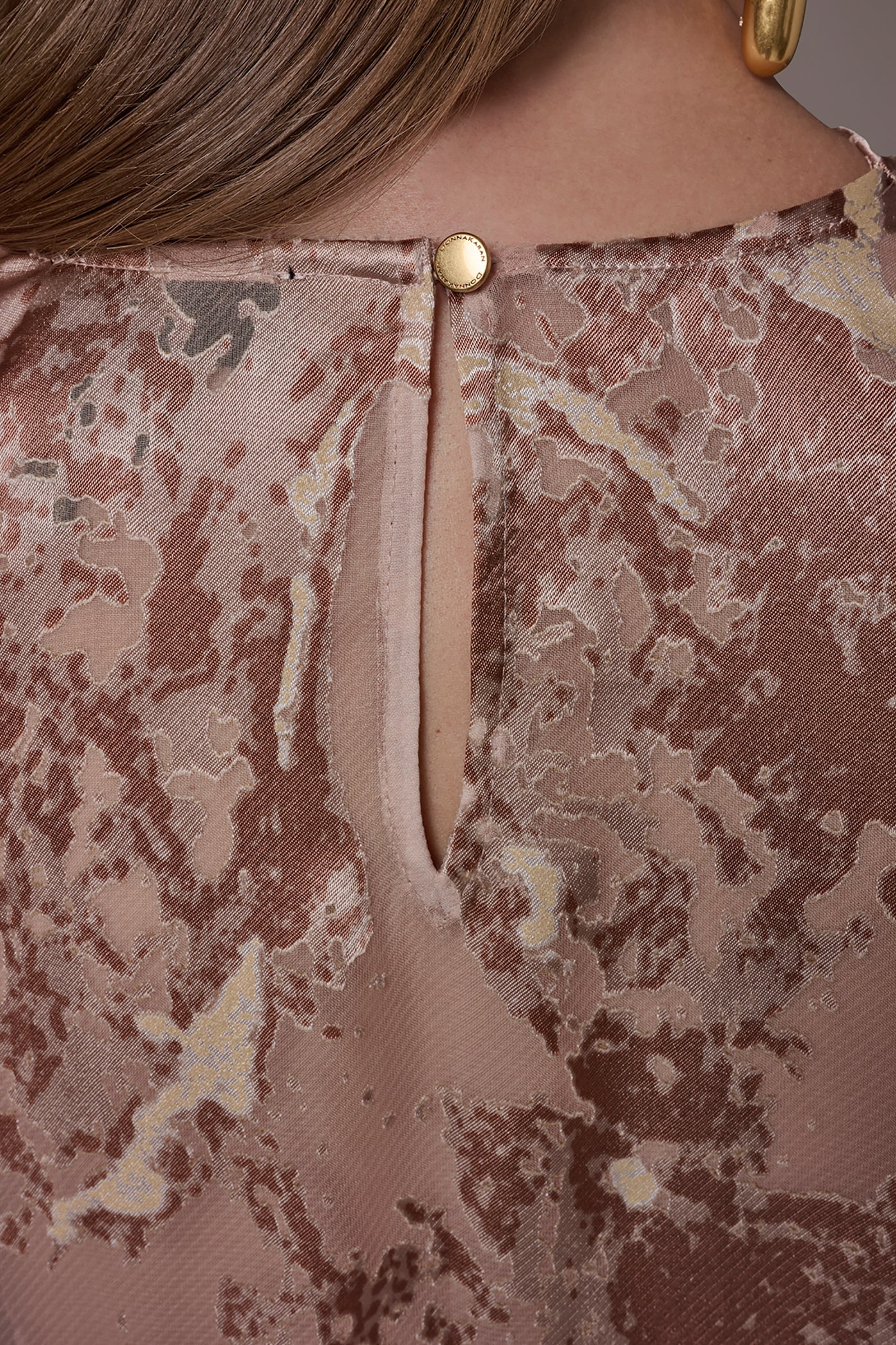 Snow Petal METALLIC BURNOUT BLOUSE Donna Karan