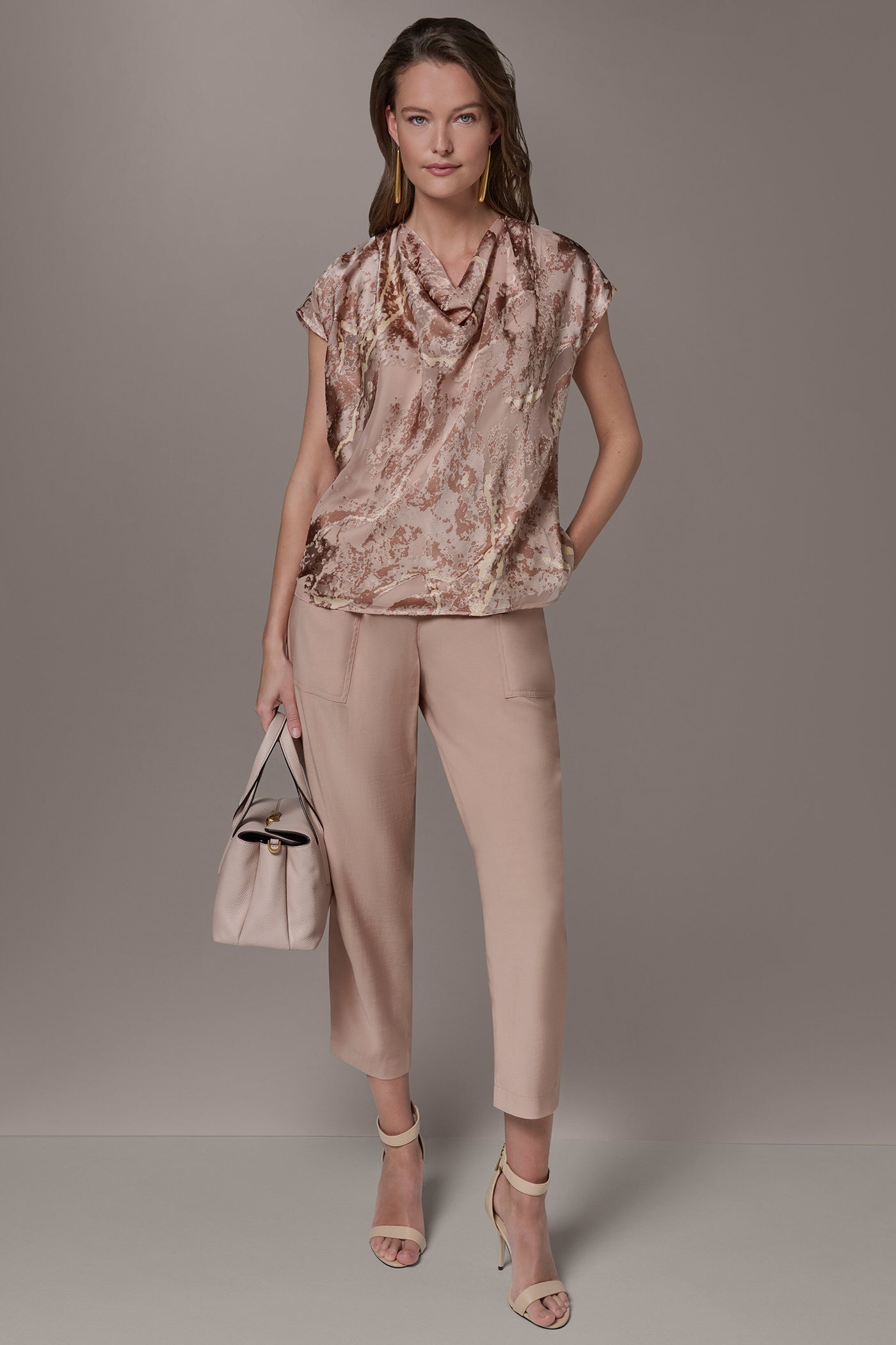 Snow Petal METALLIC BURNOUT BLOUSE Donna Karan