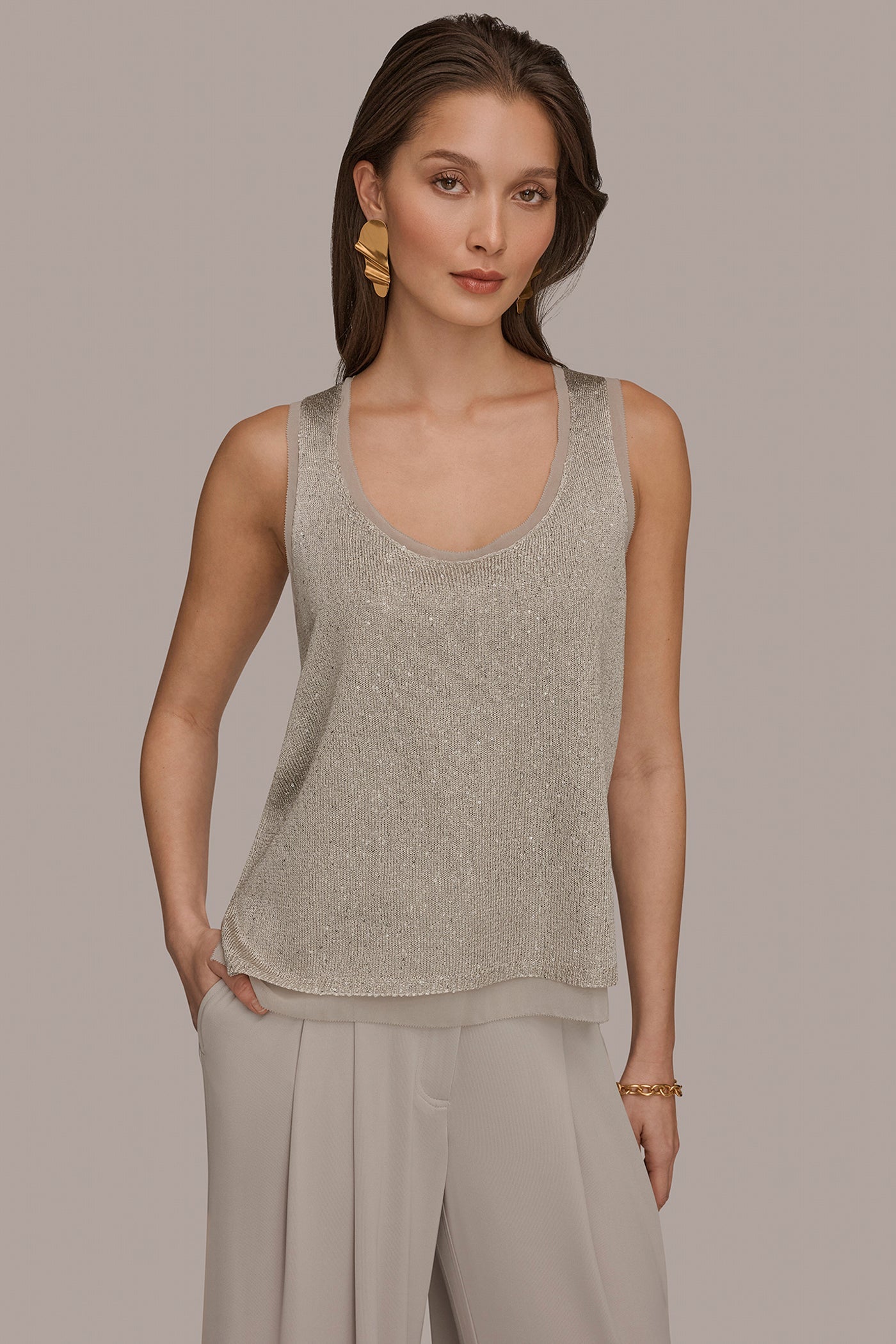 Tuscan Grey SEQUIN SHELL Donna Karan