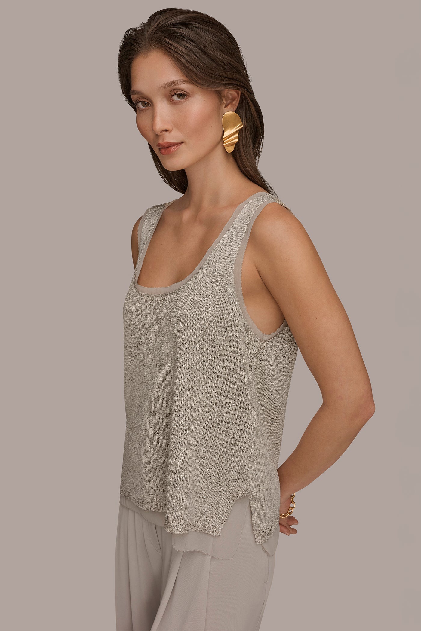 Tuscan Grey SEQUIN SHELL Donna Karan