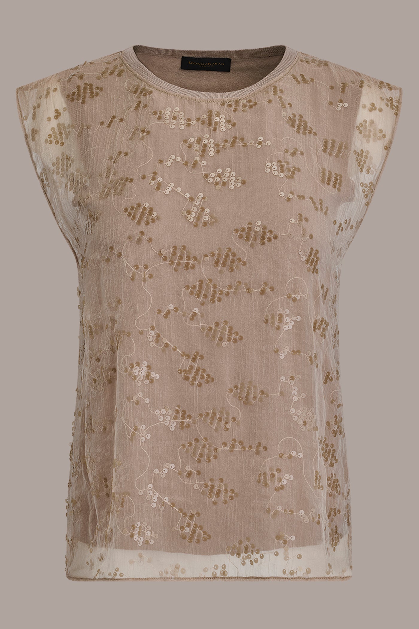 Tuscan Grey LAYERED SEQUIN SWEATER Donna Karan