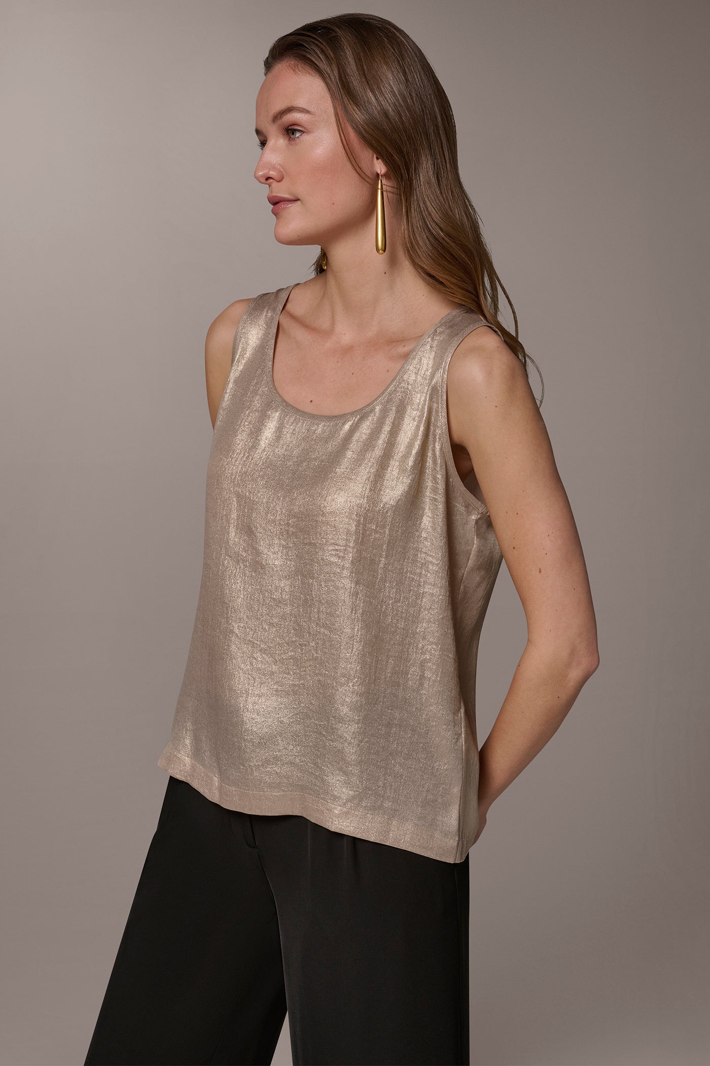 Light Tuscan Grey Multi SATIN CAMISOLE Donna Karan