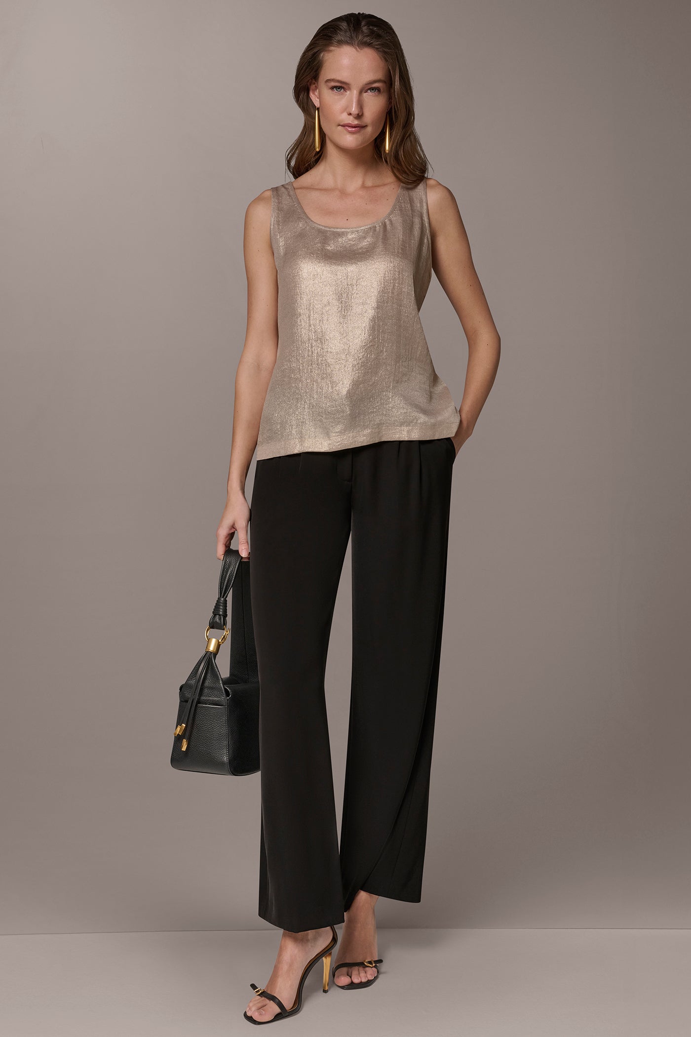 Light Tuscan Grey Multi SATIN CAMISOLE Donna Karan