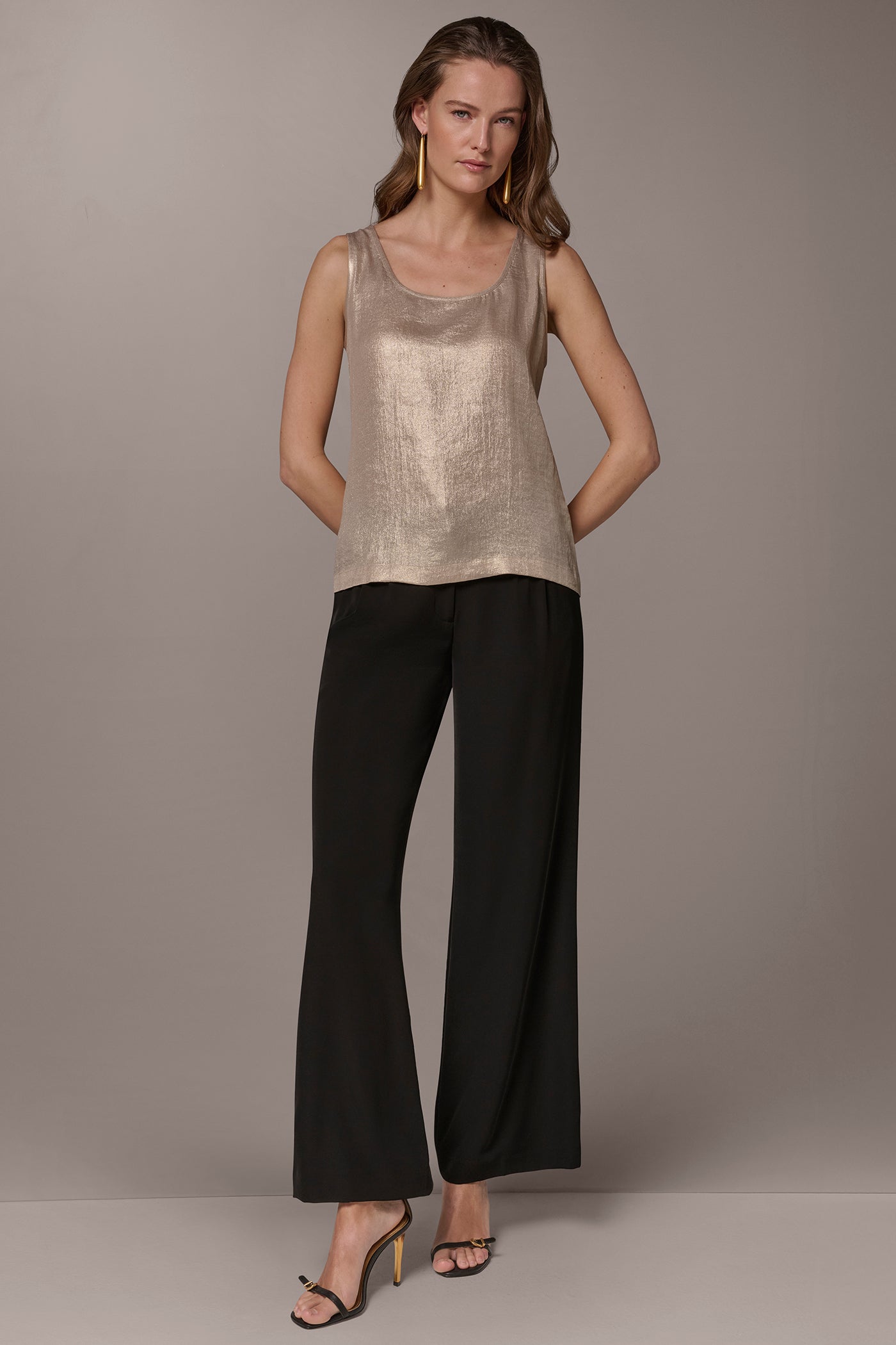 Light Tuscan Grey Multi SATIN CAMISOLE Donna Karan