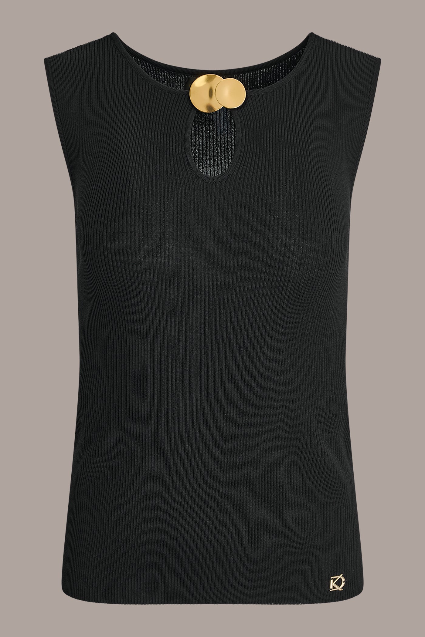 Black KEYHOLE RIBBED SWEATER TANK Donna Karan
