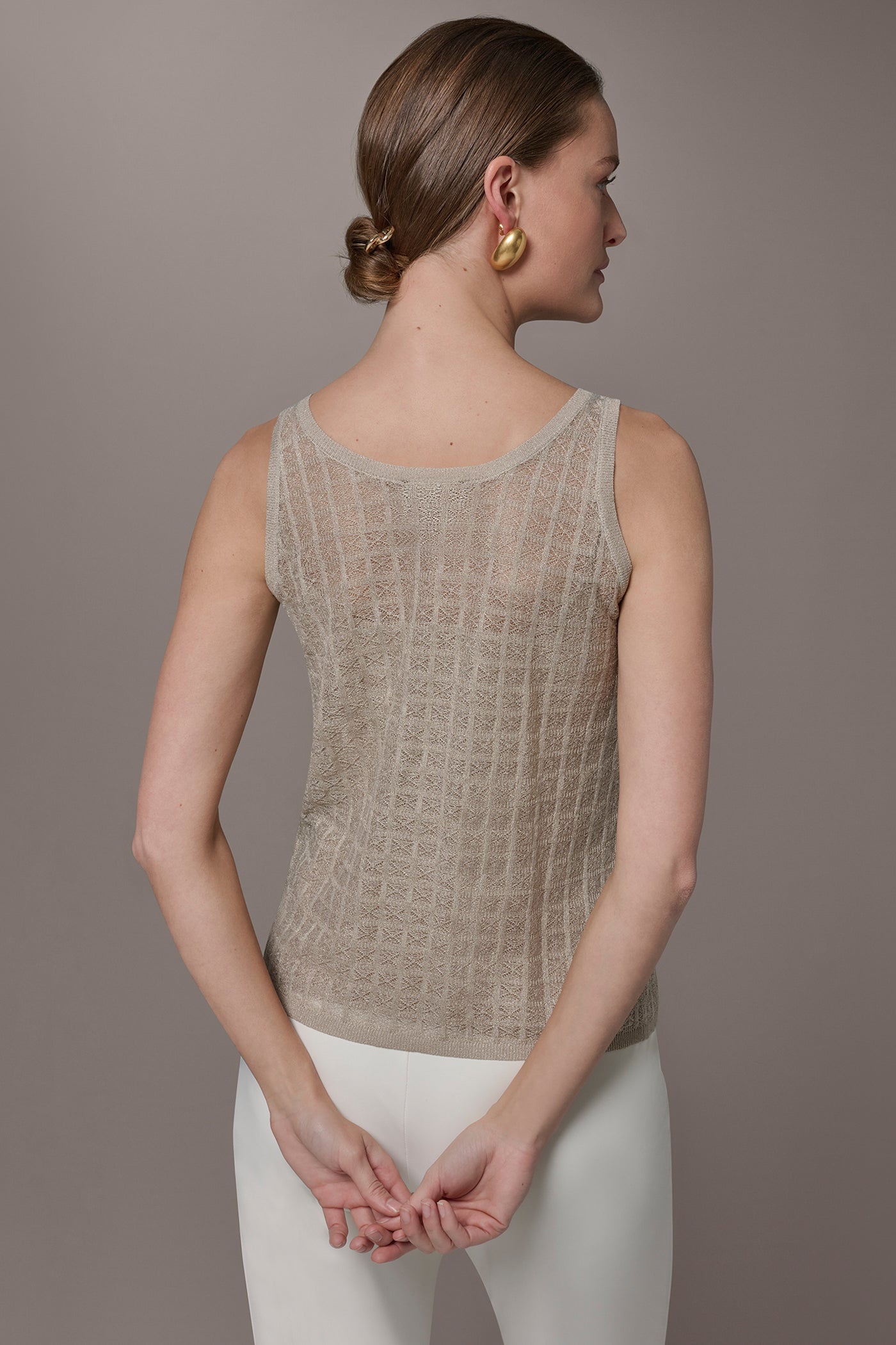 Tuscan Grey GRID STITCH SHELL Donna Karan