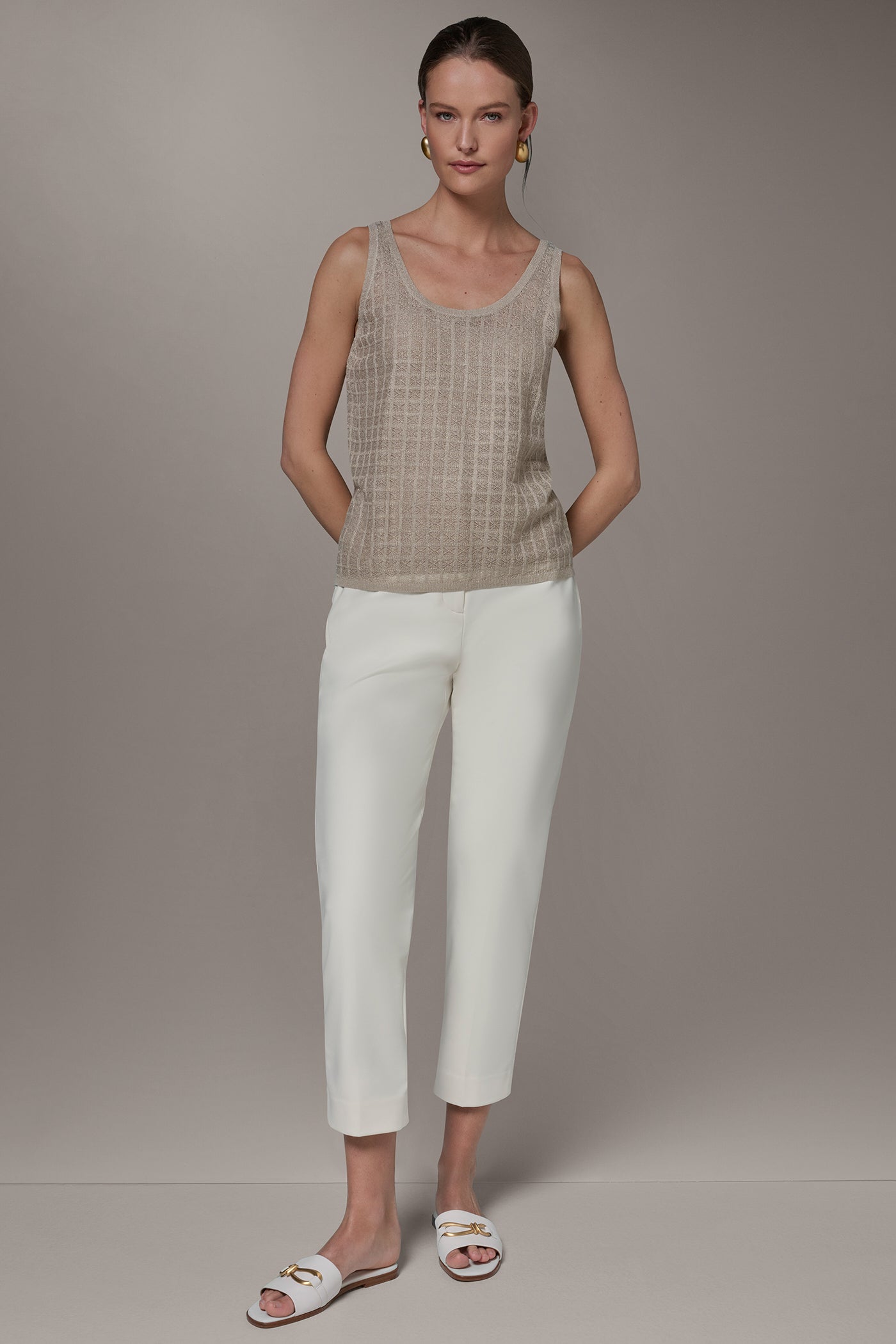 Tuscan Grey GRID STITCH SHELL Donna Karan