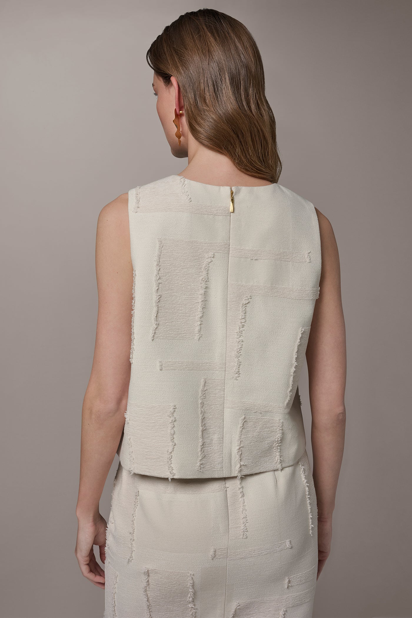 Natural JACQUARD CROPPED BLOUSE Donna Karan