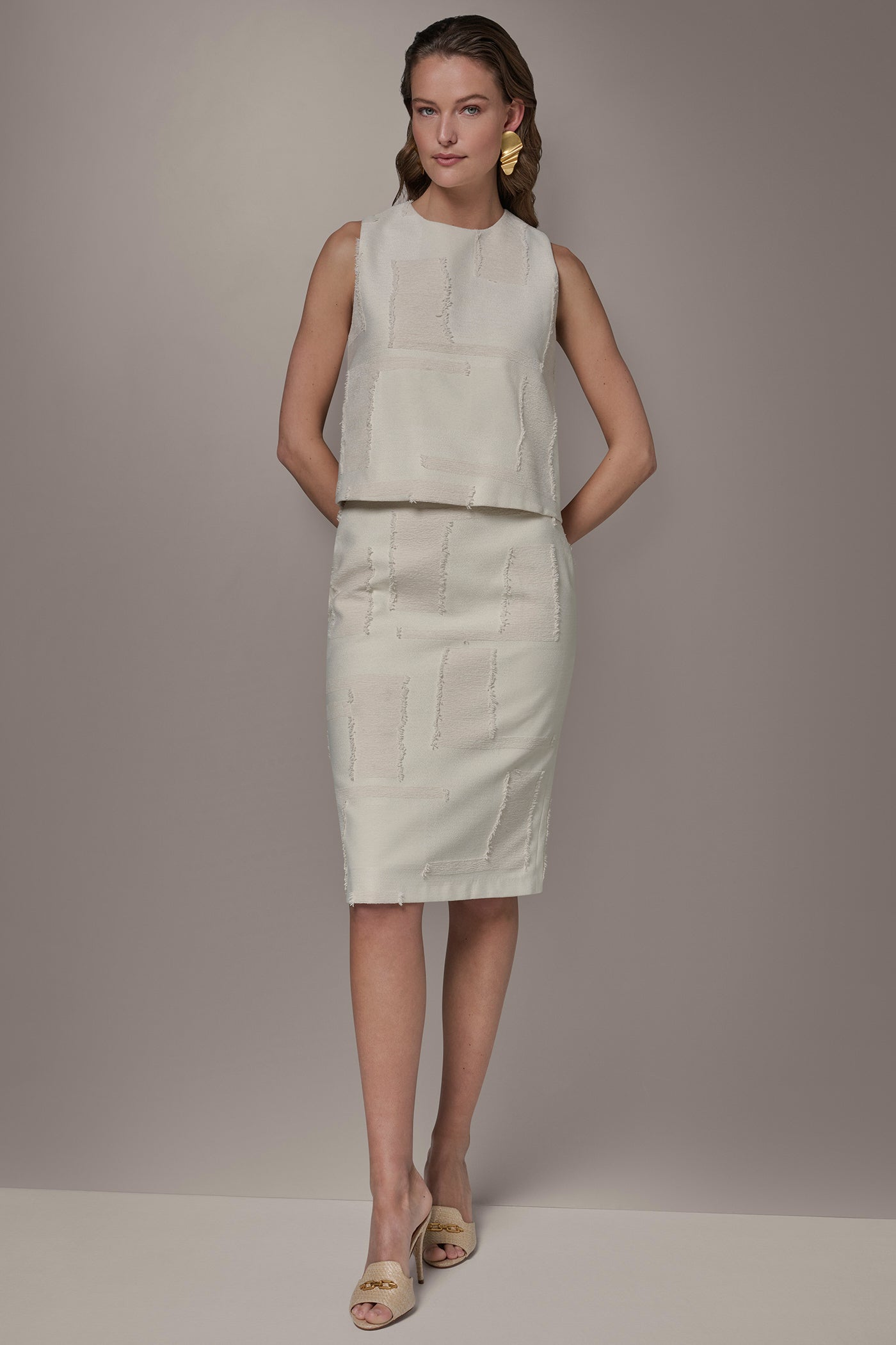 Natural JACQUARD CROPPED BLOUSE Donna Karan