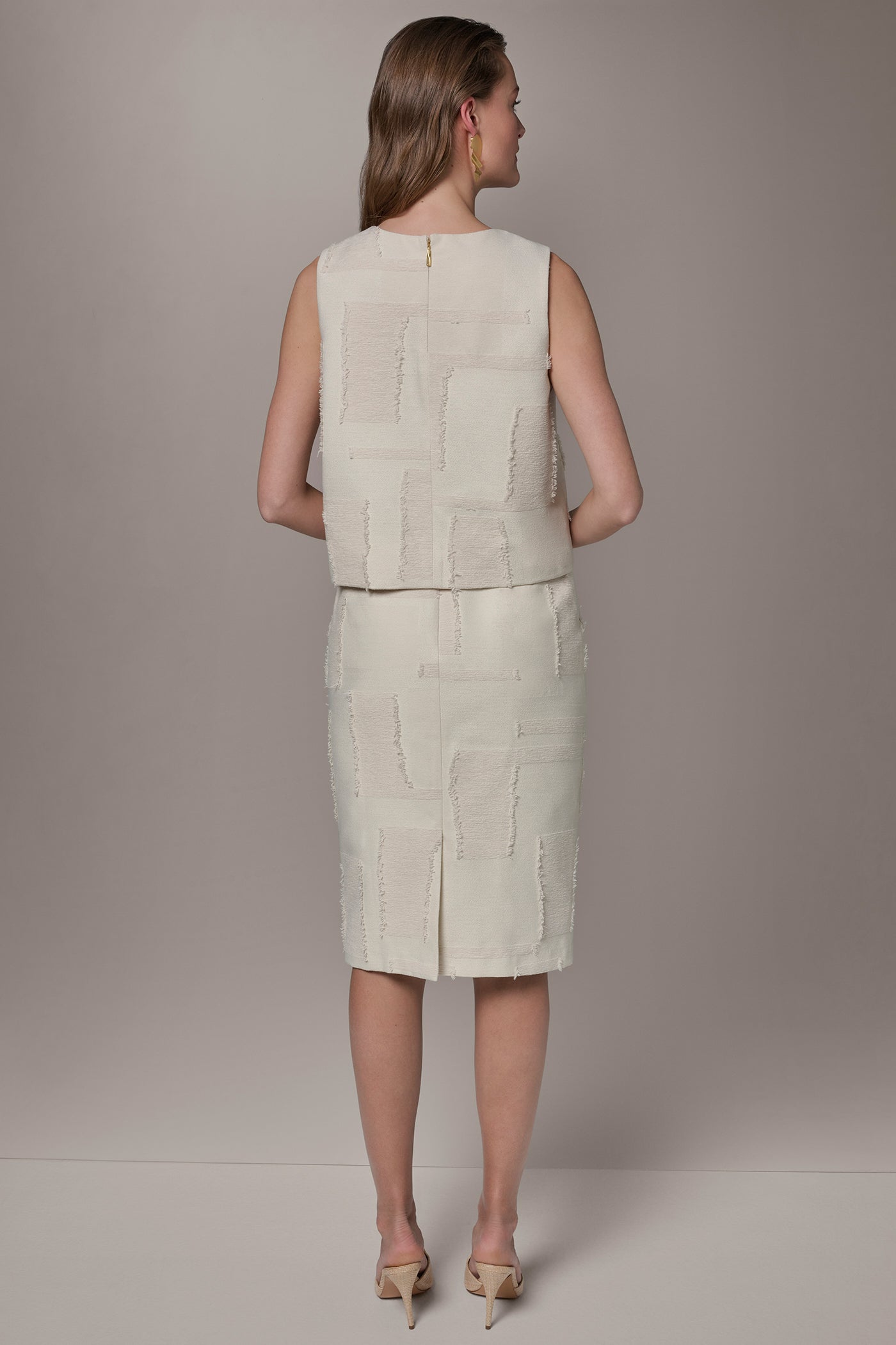 Natural JACQUARD CROPPED BLOUSE Donna Karan