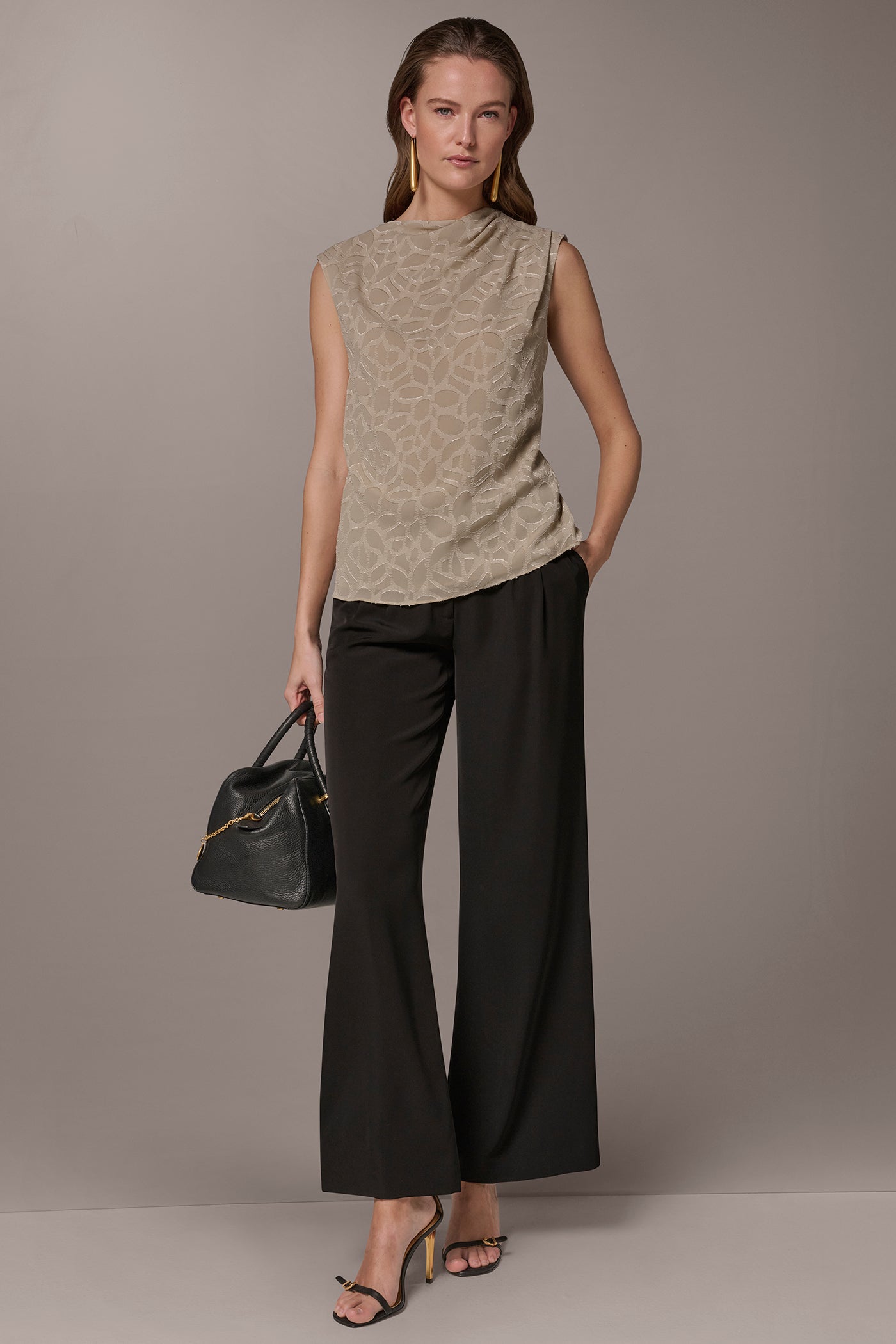 Turin JACQUARD HIGH MOCK NECK BLOUSE Donna Karan