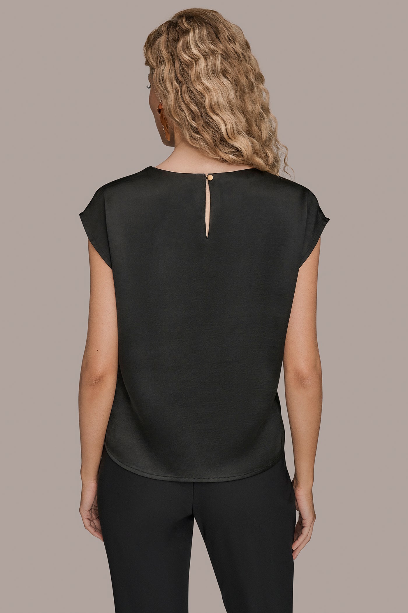Black FLORAL-EMBROIDERED BLOUSE Donna Karan