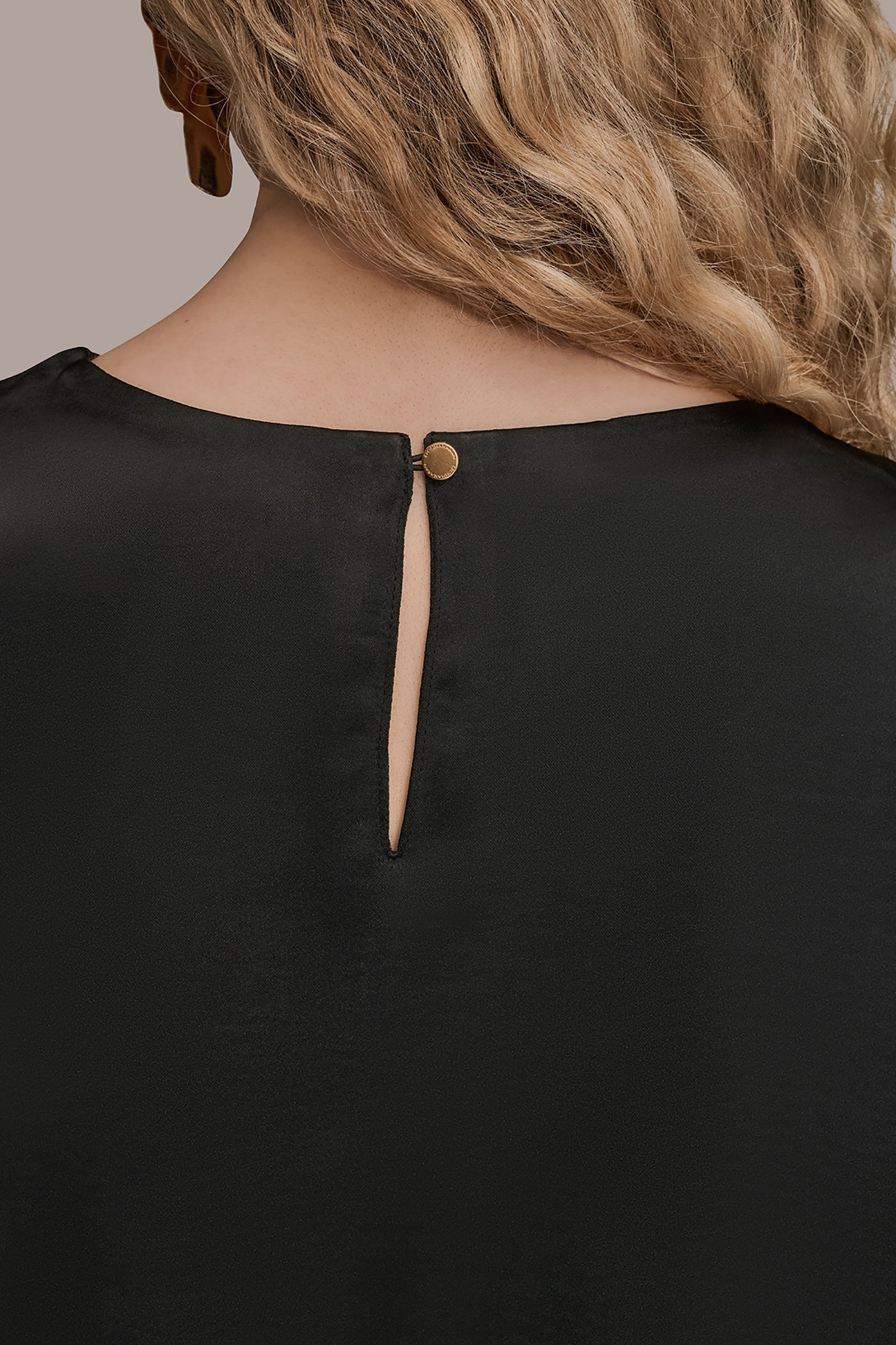 Black FLORAL-EMBROIDERED BLOUSE Donna Karan