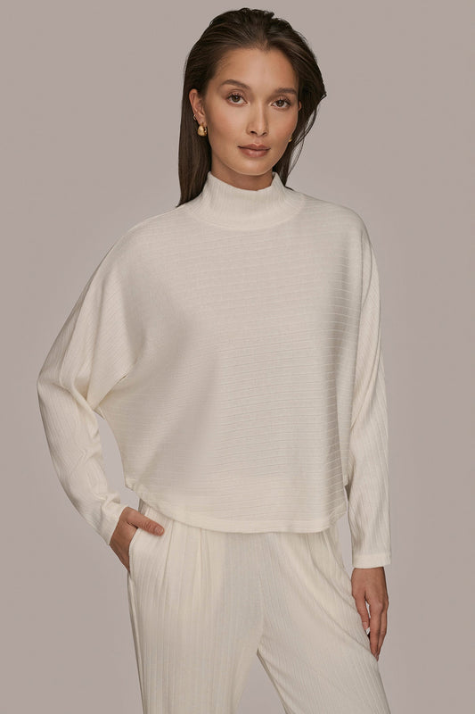 CREAM MOCK-NECK TOP Donna Karan